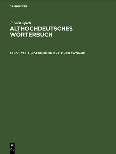 Wortfamilien M - Z. Einzeleinträge