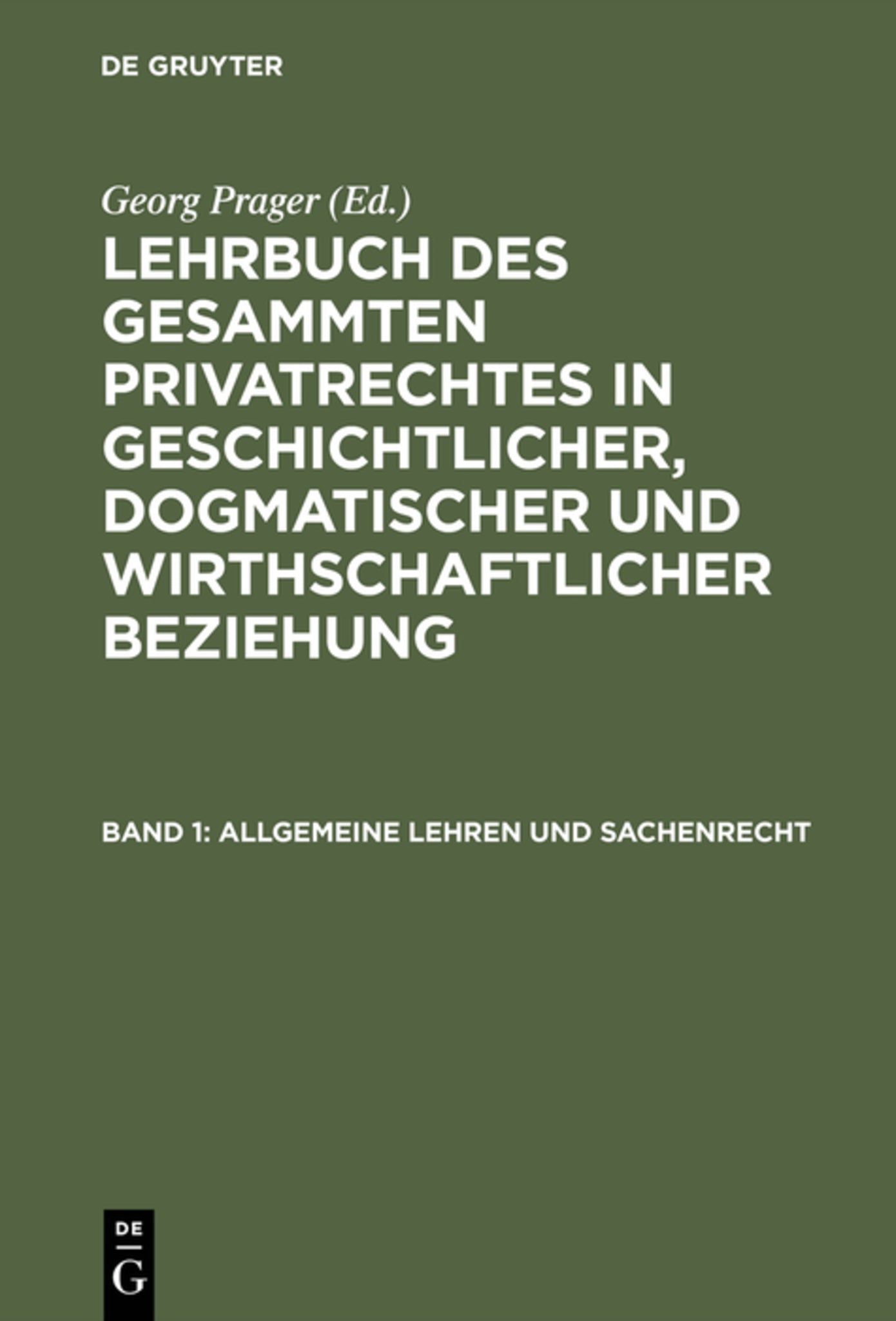 Cover image for Allgemeine Lehren und Sachenrecht ISBN 9783111230108