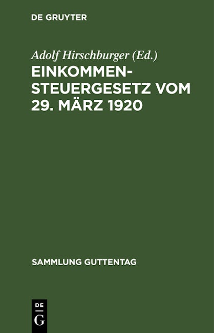 Einkommensteuergesetz vom 29. März 1920