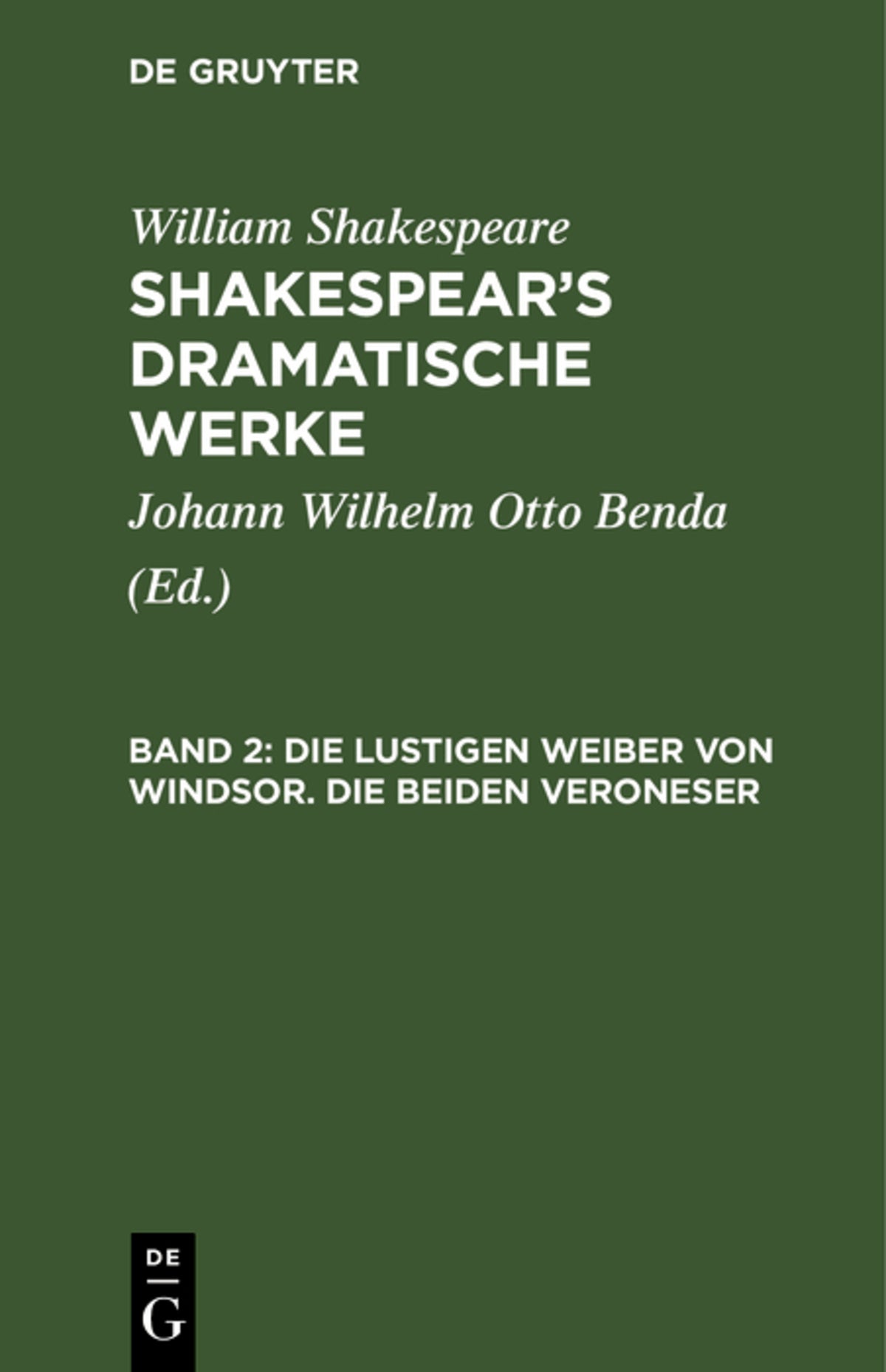 Cover image for Die lustigen Weiber von Windsor. Die beiden Veroneser ISBN 9783111233062