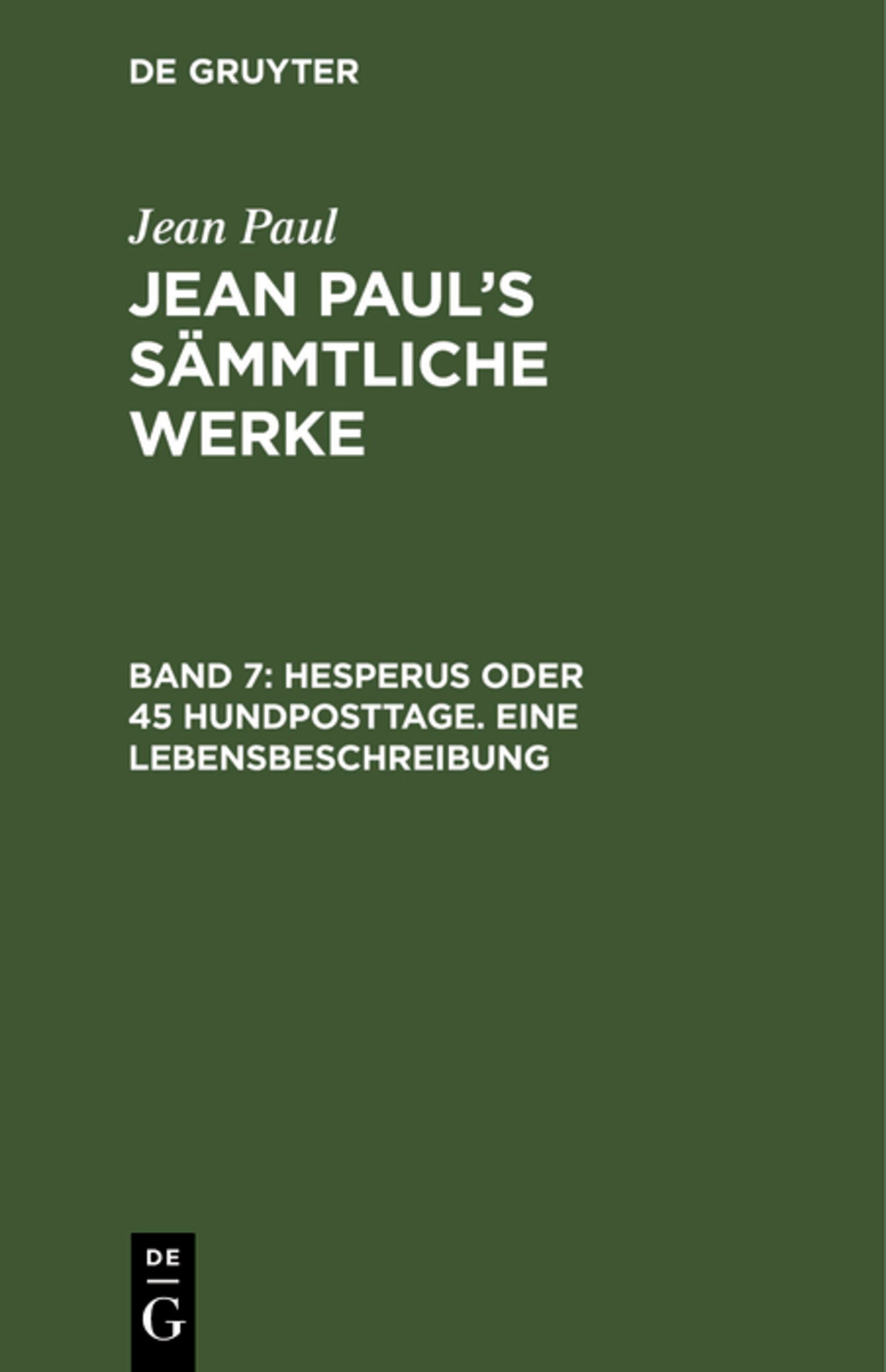 Cover image for Hesperus oder 45 Hundposttage. Eine Lebensbeschreibung ISBN 9783111233116