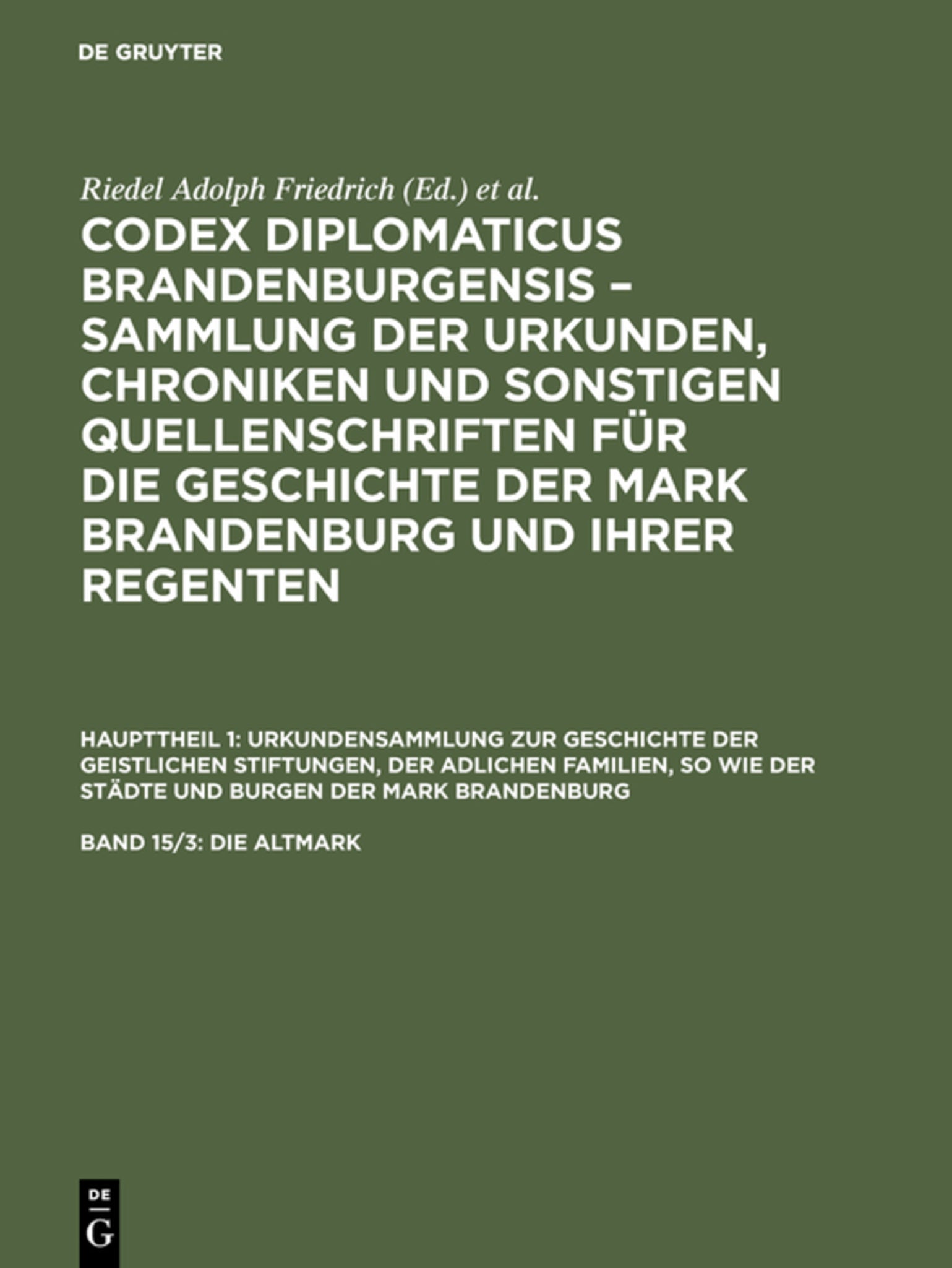 Cover image for Die Altmark ISBN 9783111236070