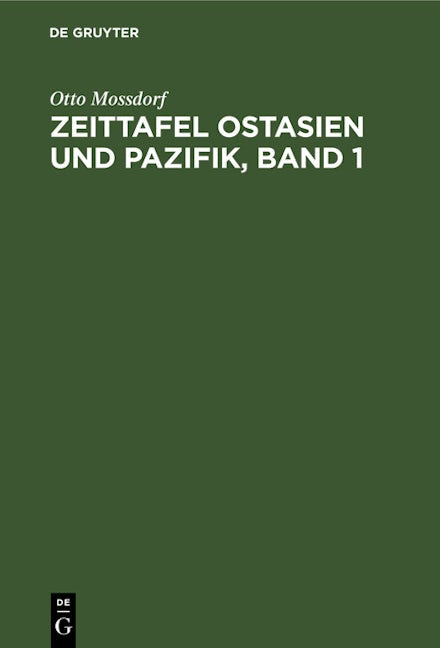 Zeittafel Ostasien und Pazifik, Band 1