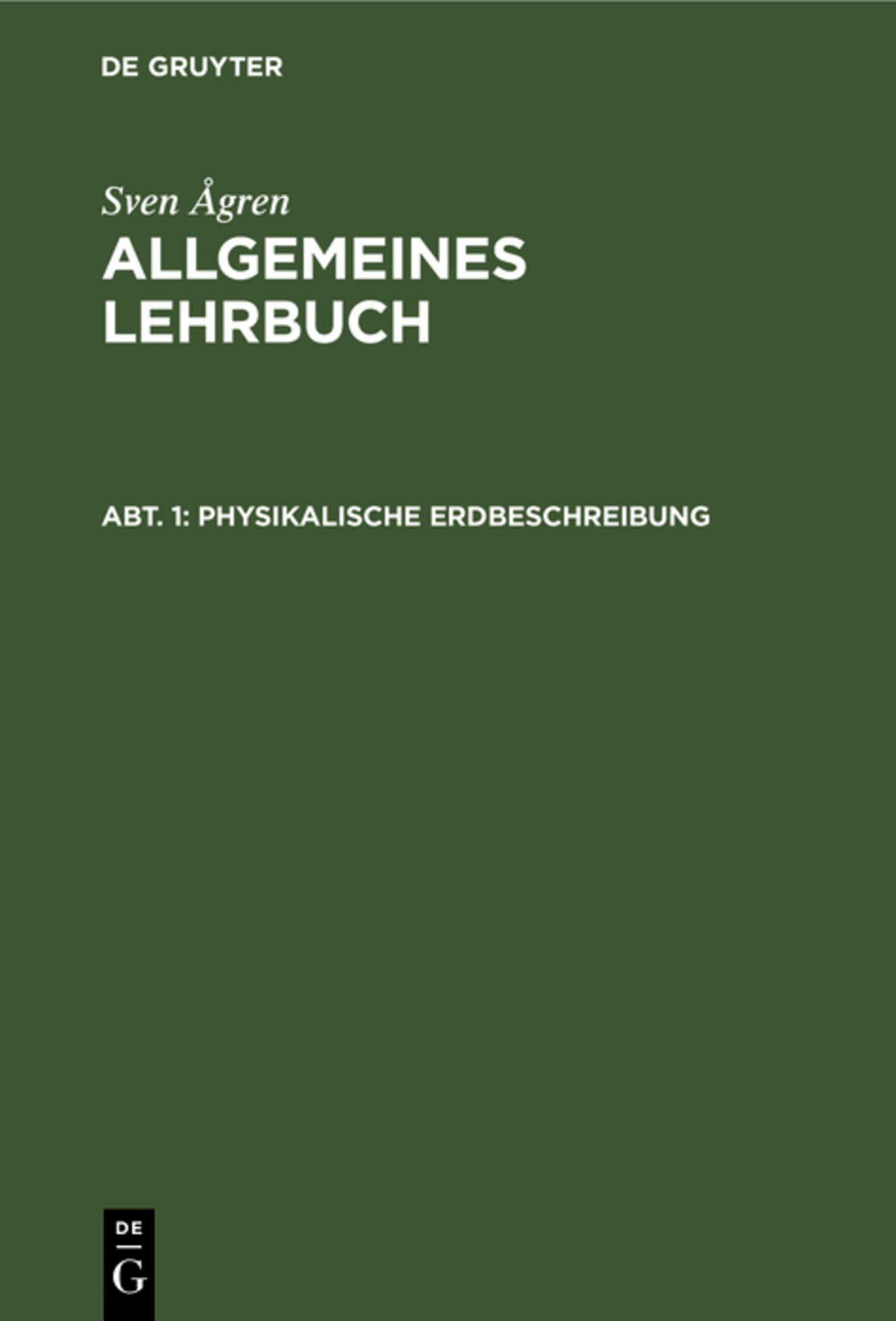 Cover image for Physikalische Erdbeschreibung ISBN 9783111236407