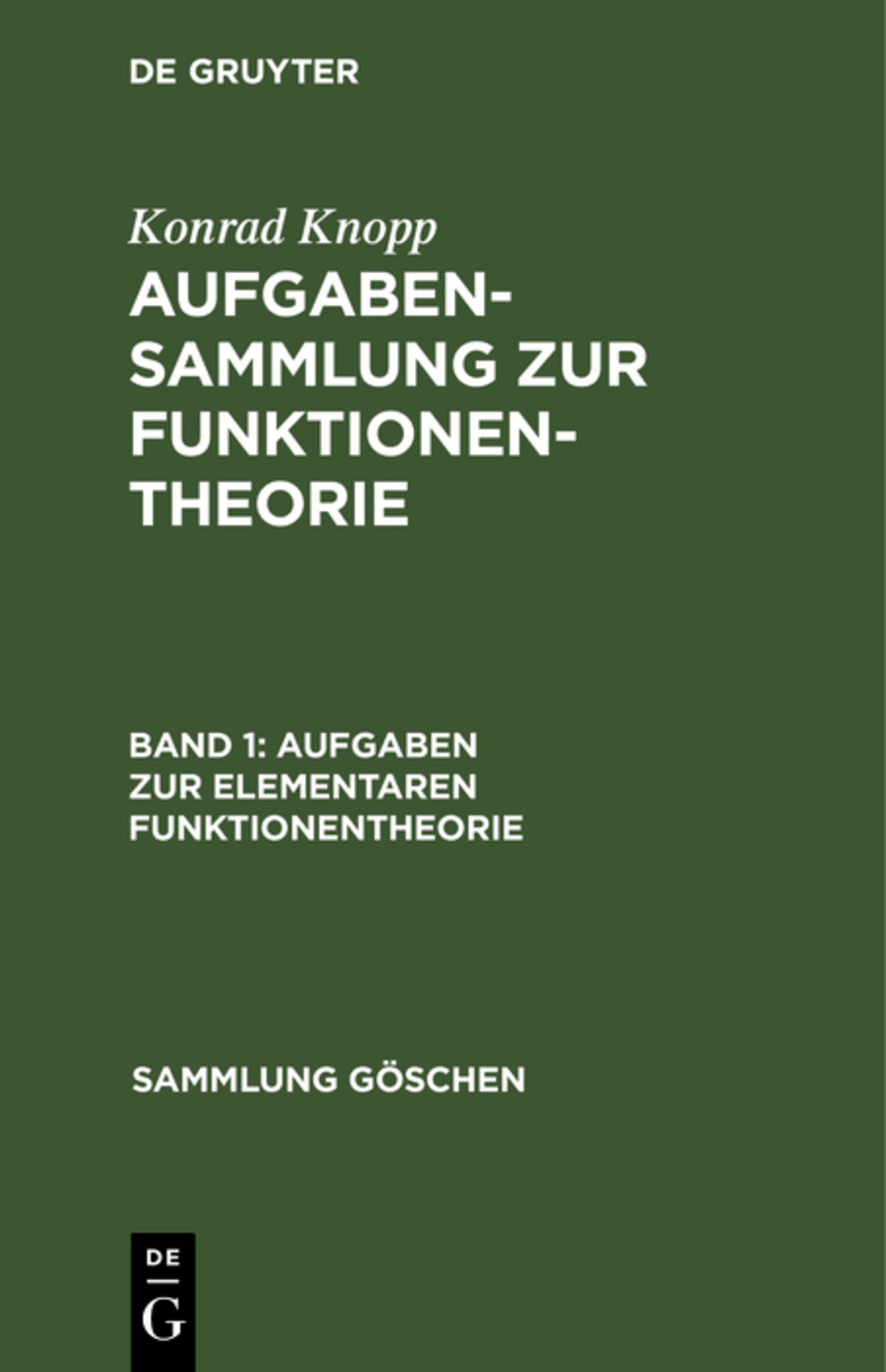 Cover image for Aufgaben zur elementaren Funktionentheorie ISBN 9783111237886
