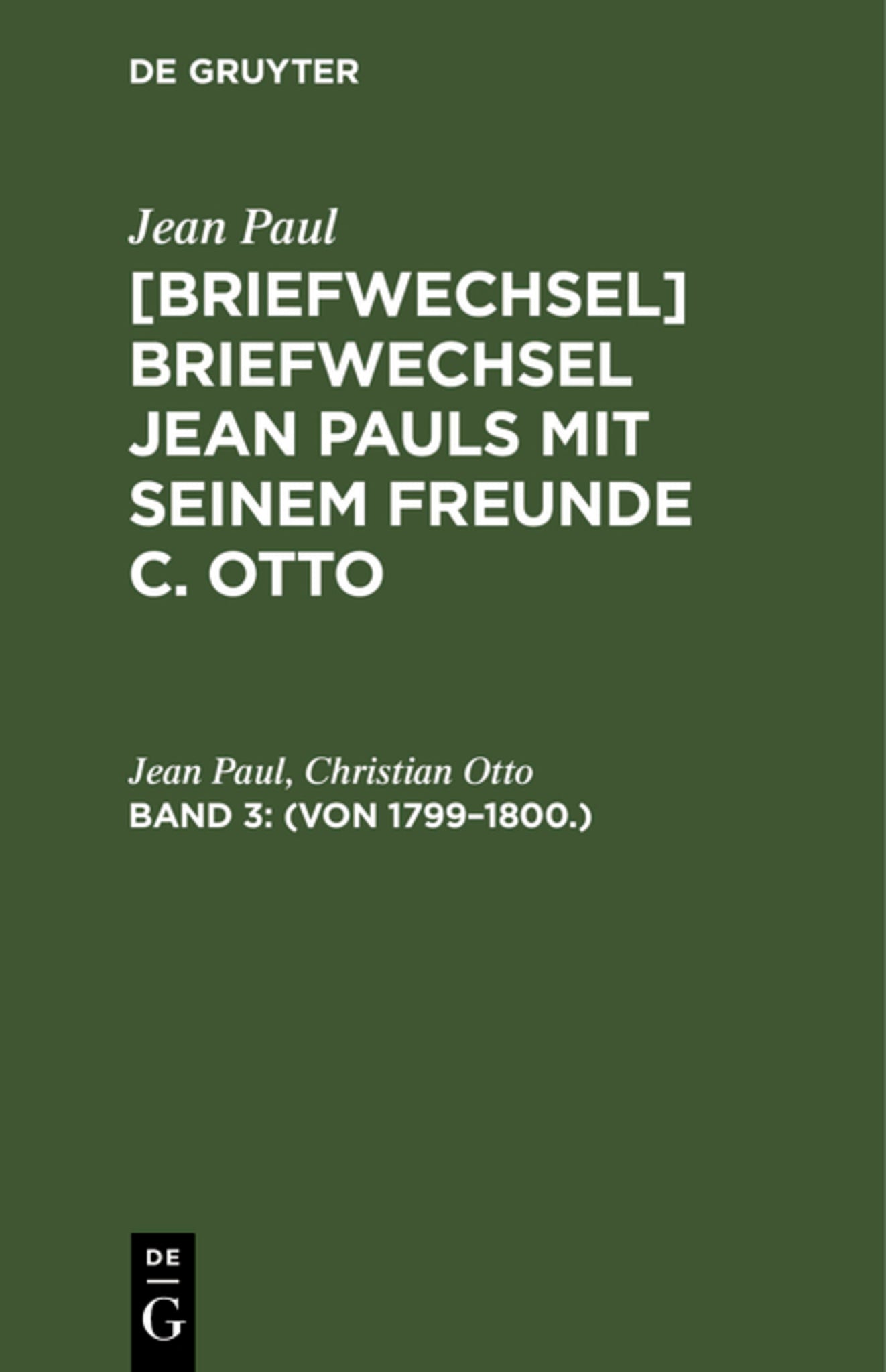 Cover image for (Von 1799–1800.) ISBN 9783111237978