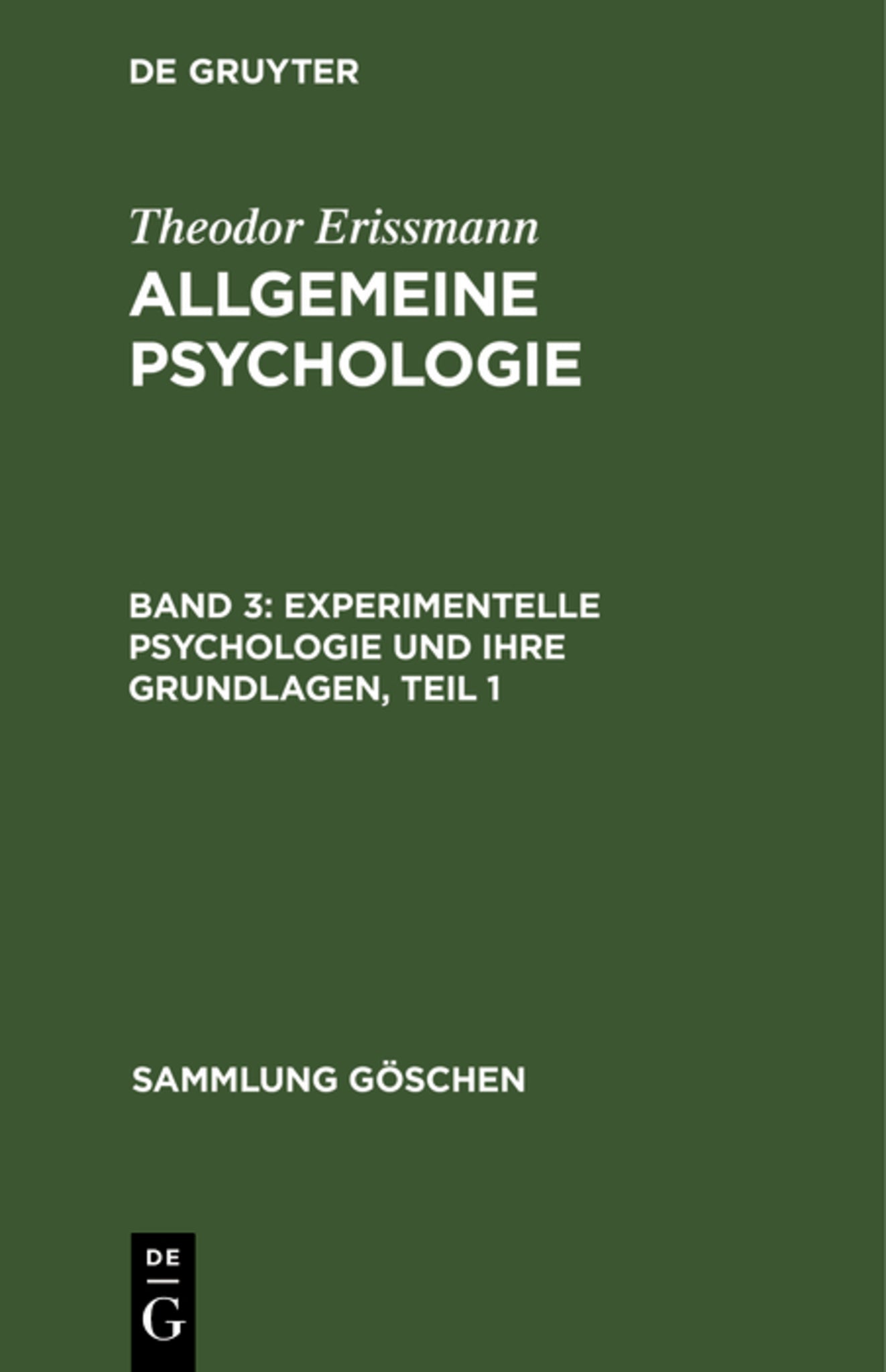 Cover image for Experimentelle Psychologie und ihre Grundlagen, Teil 1 ISBN 9783111239118