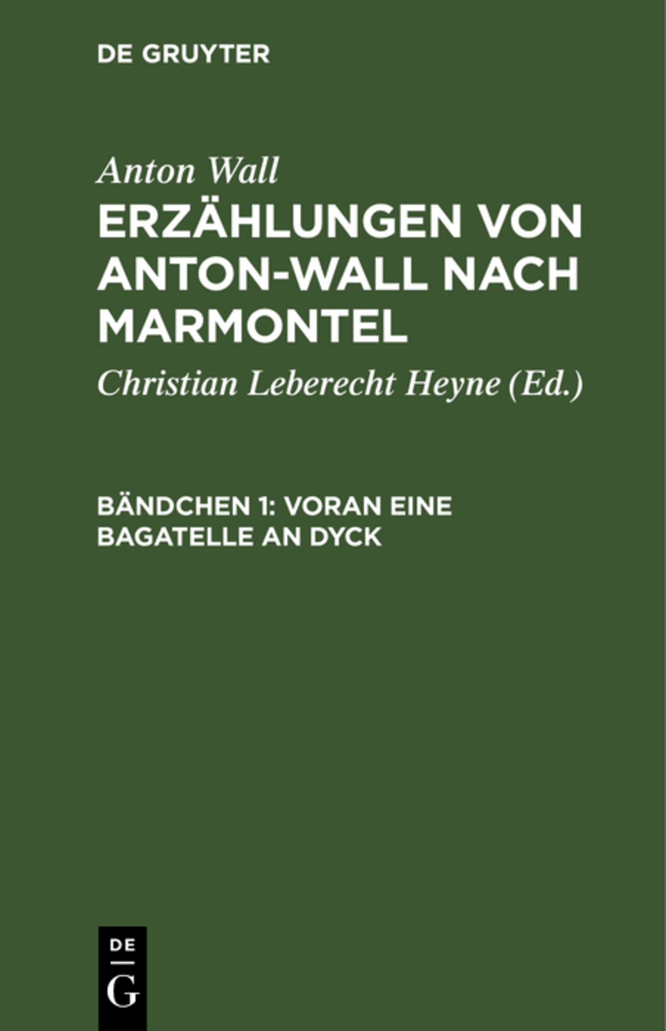 Cover image for Voran eine Bagatelle an Dyck ISBN 9783111239453