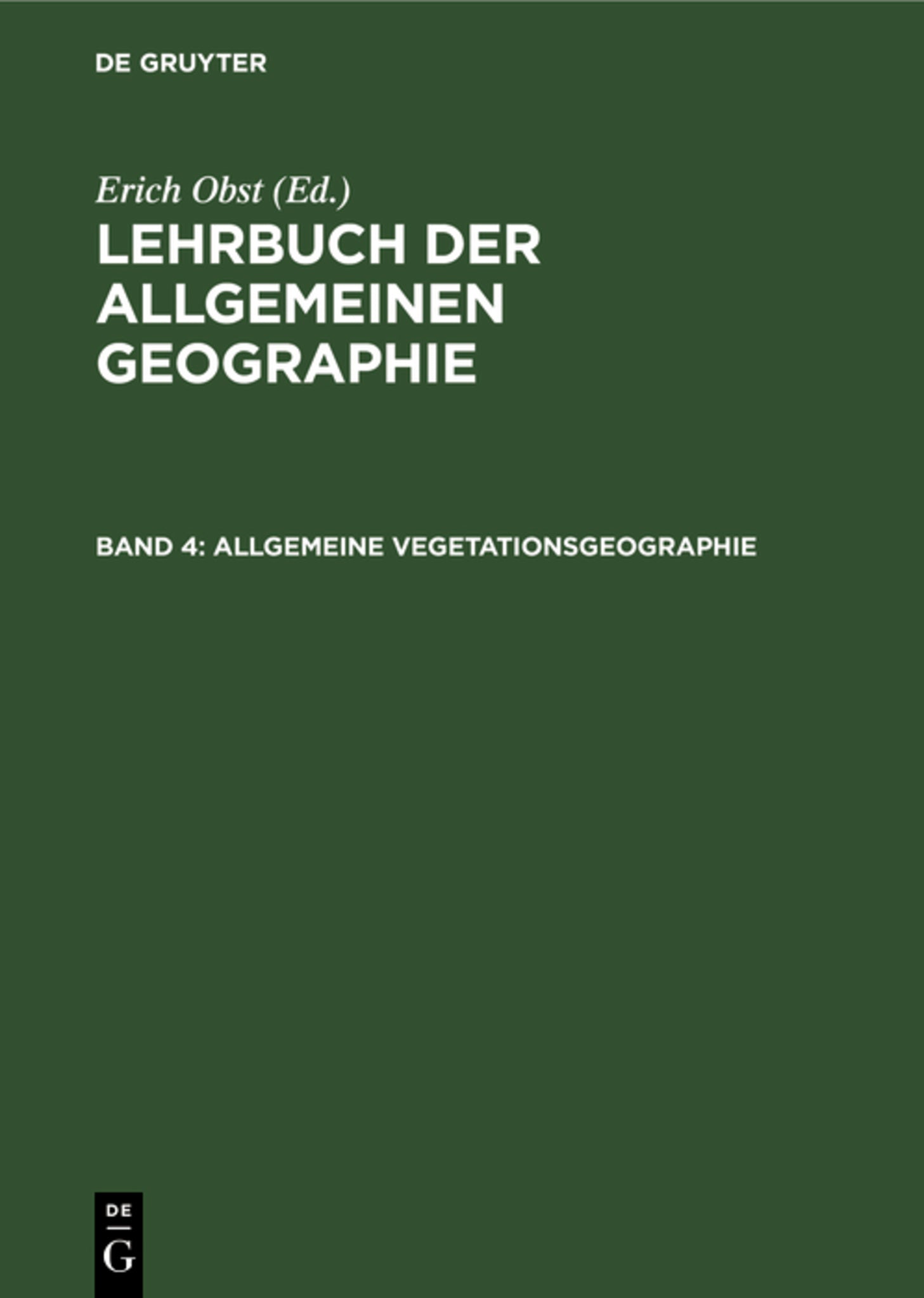 Cover image for Allgemeine Vegetationsgeographie ISBN 9783111240558