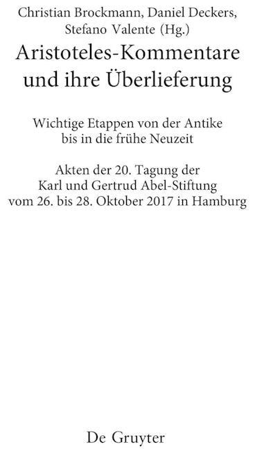 Book cover image for Aristoteles-Kommentare und ihre Überlieferung ISBN: 9783111244372