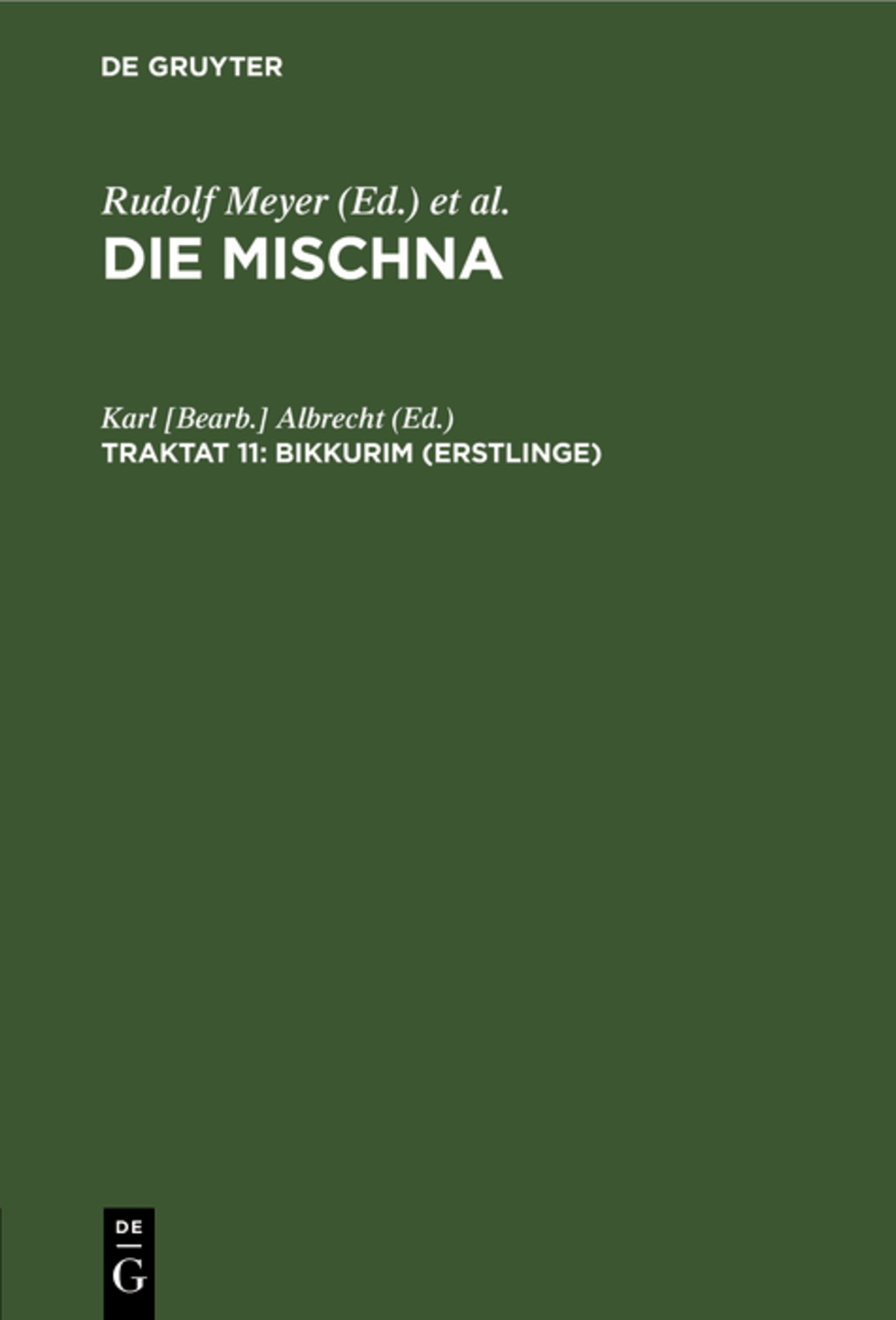 Cover image for Bikkurim (Erstlinge) ISBN 9783111245836