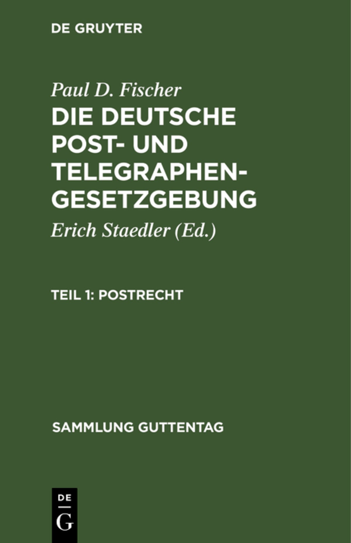 Cover image for Postrecht ISBN 9783111248875