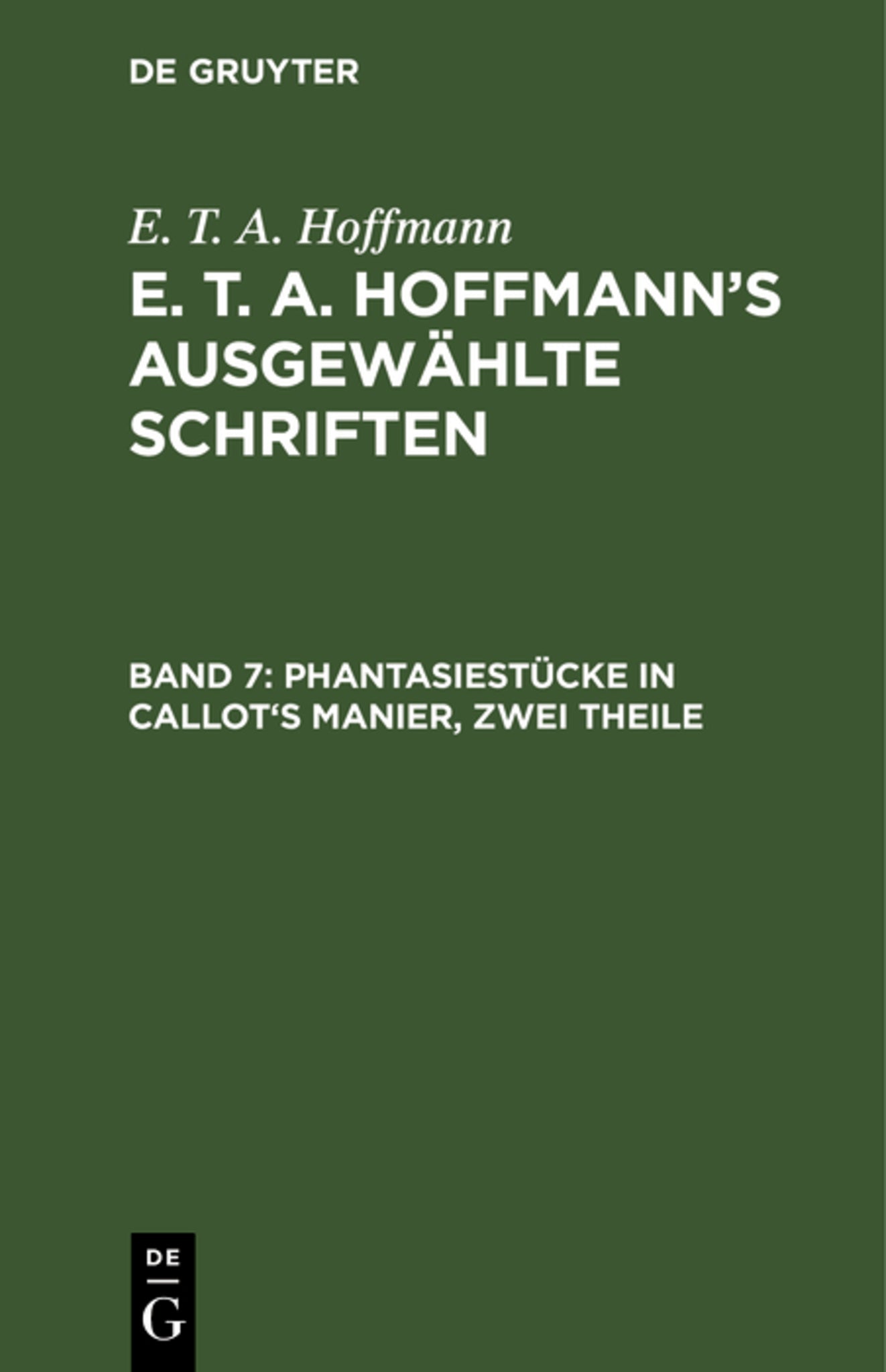 Cover image for Phantasiestücke in Callot's Manier, zwei Theile ISBN 9783111249247