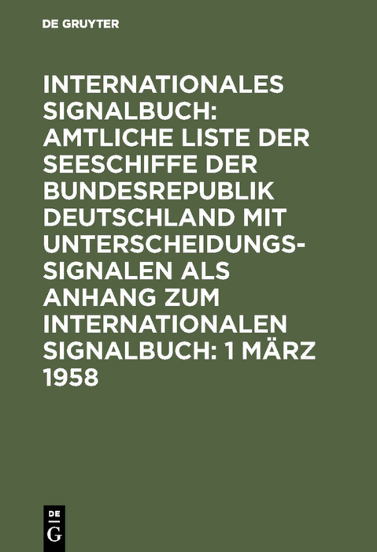 Cover image for 1 März 1958 ISBN 9783111249391