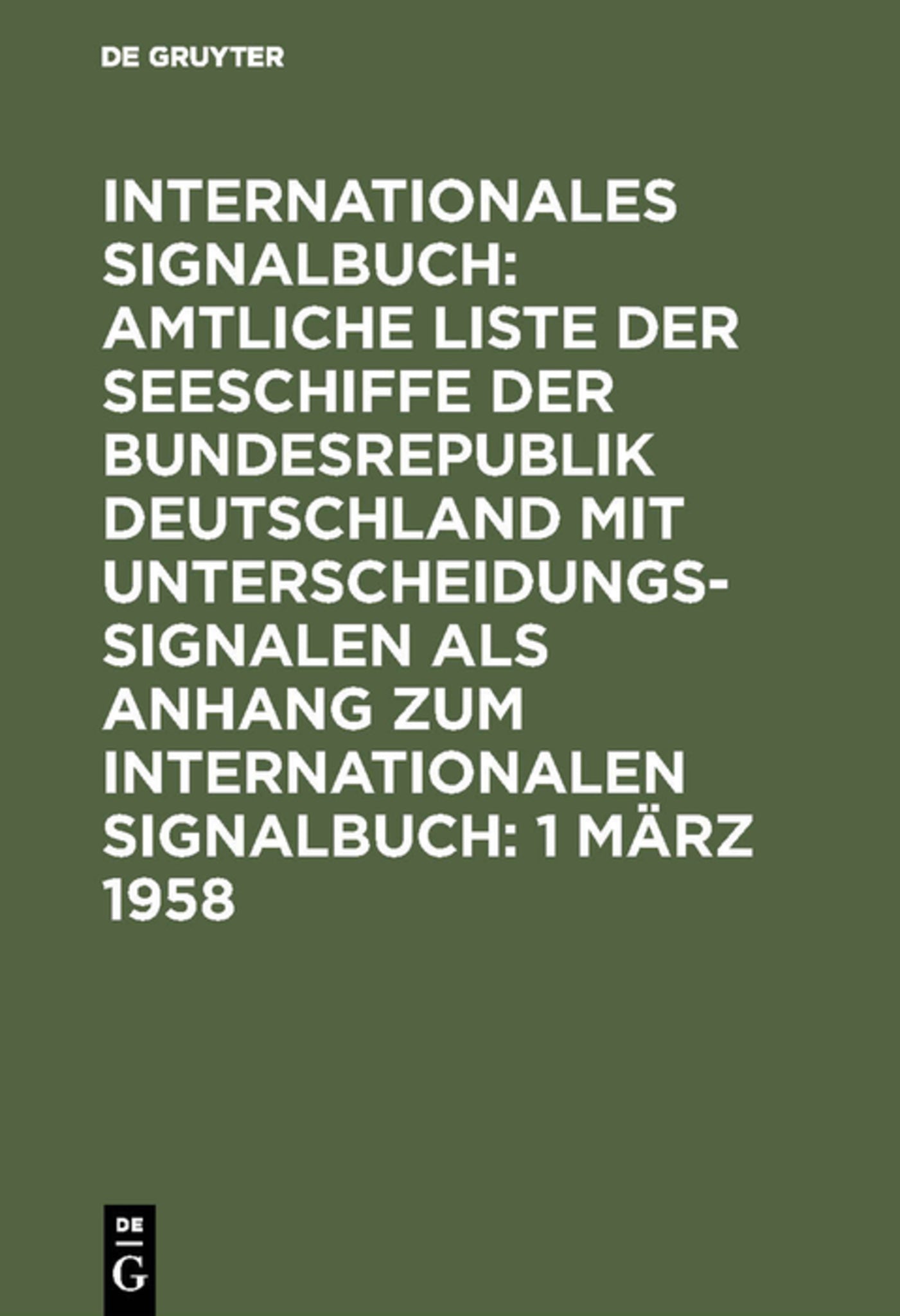 Cover image for 1 März 1958 ISBN 9783111249391