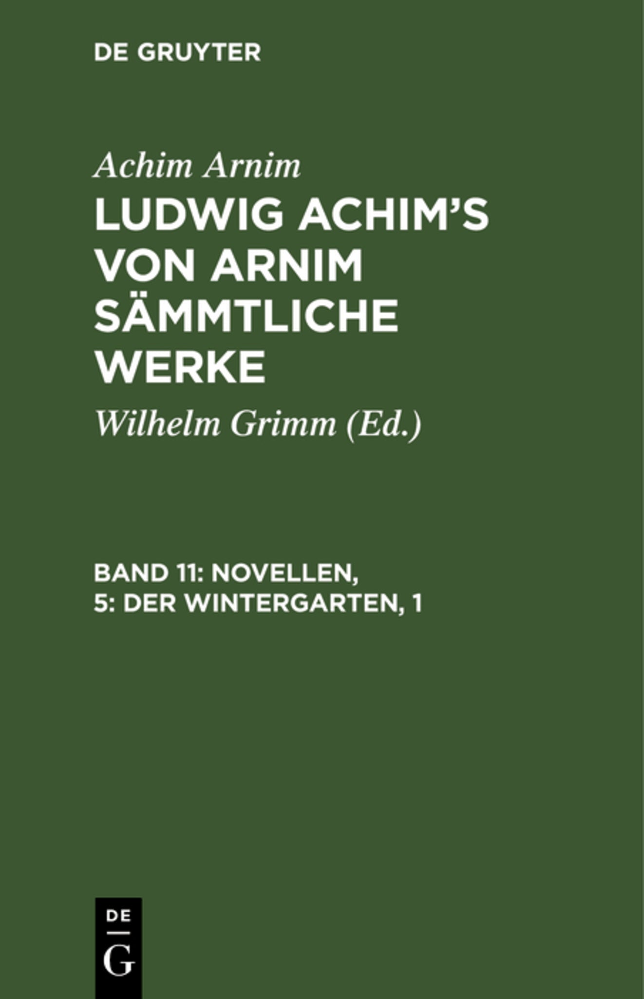 Cover image for Novellen, 5: Der Wintergarten, 1 ISBN 9783111249643