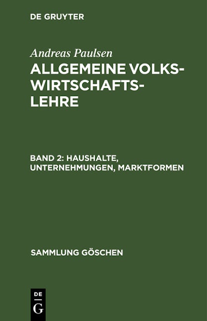 Haushalte, Unternehmungen, Marktformen