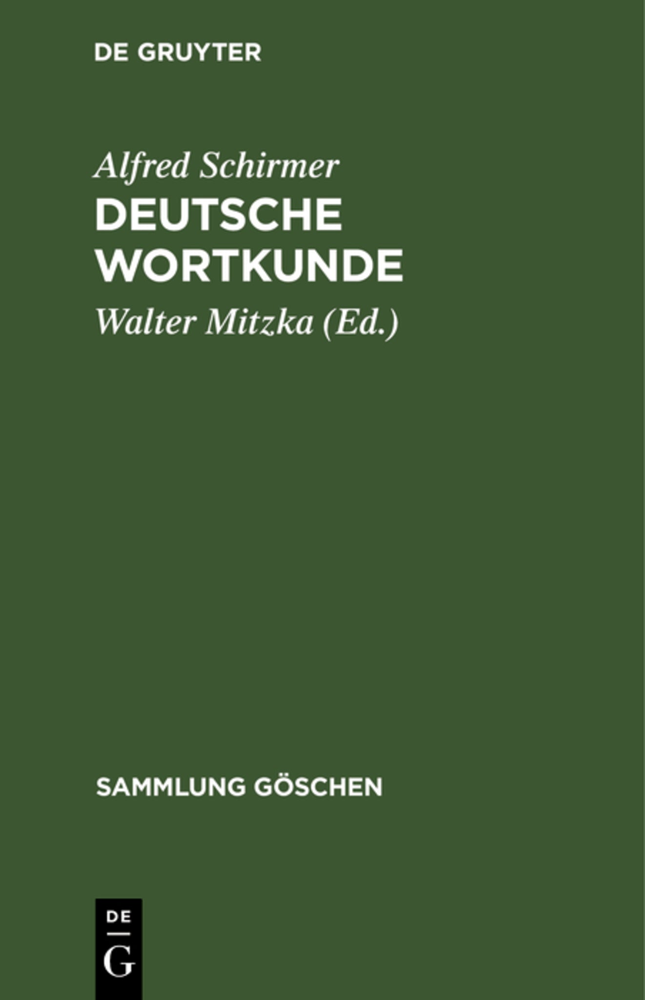 Cover image for Deutsche Wortkunde ISBN 9783111251189