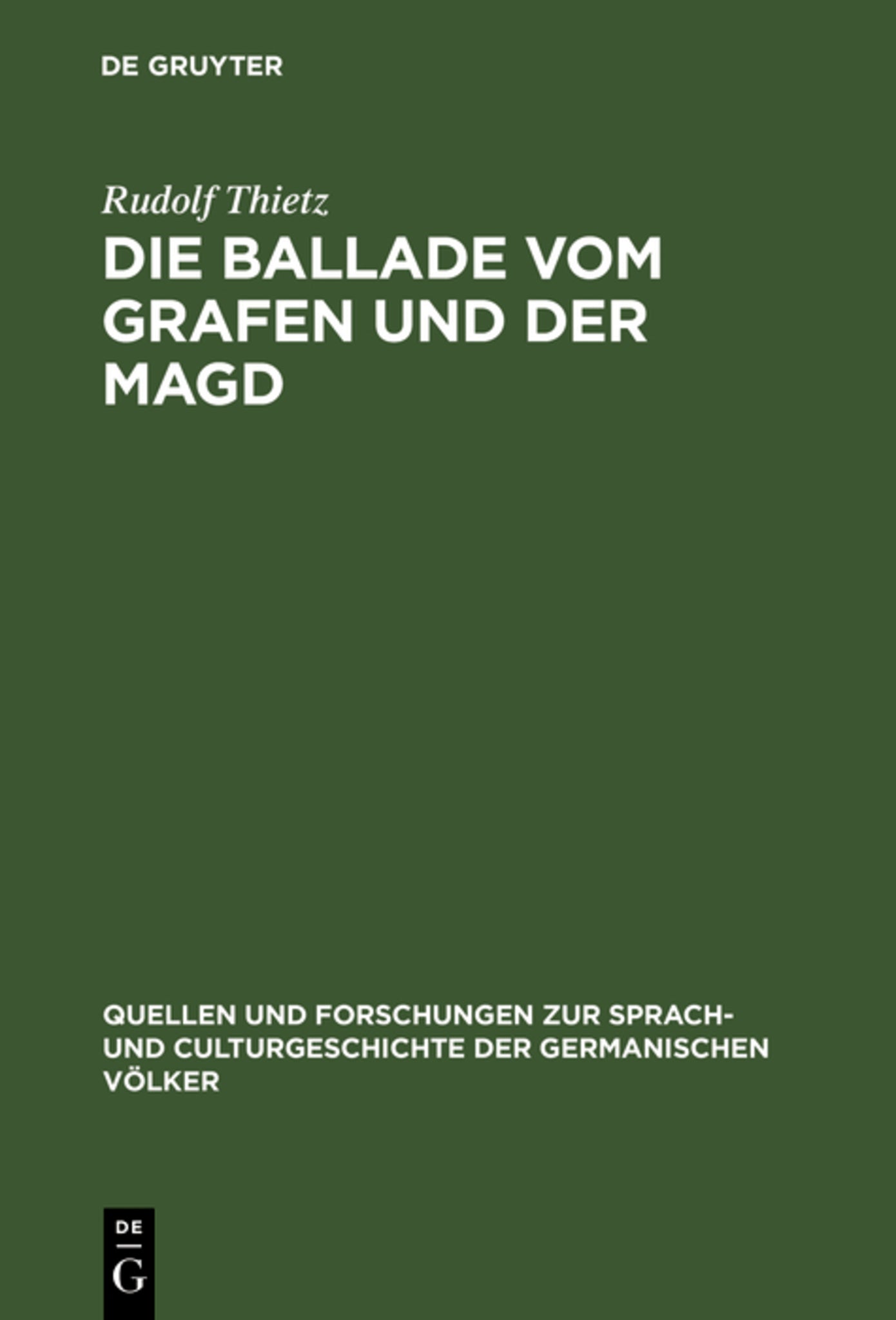 Cover image for Die Ballade vom Grafen und der Magd ISBN 9783111251530