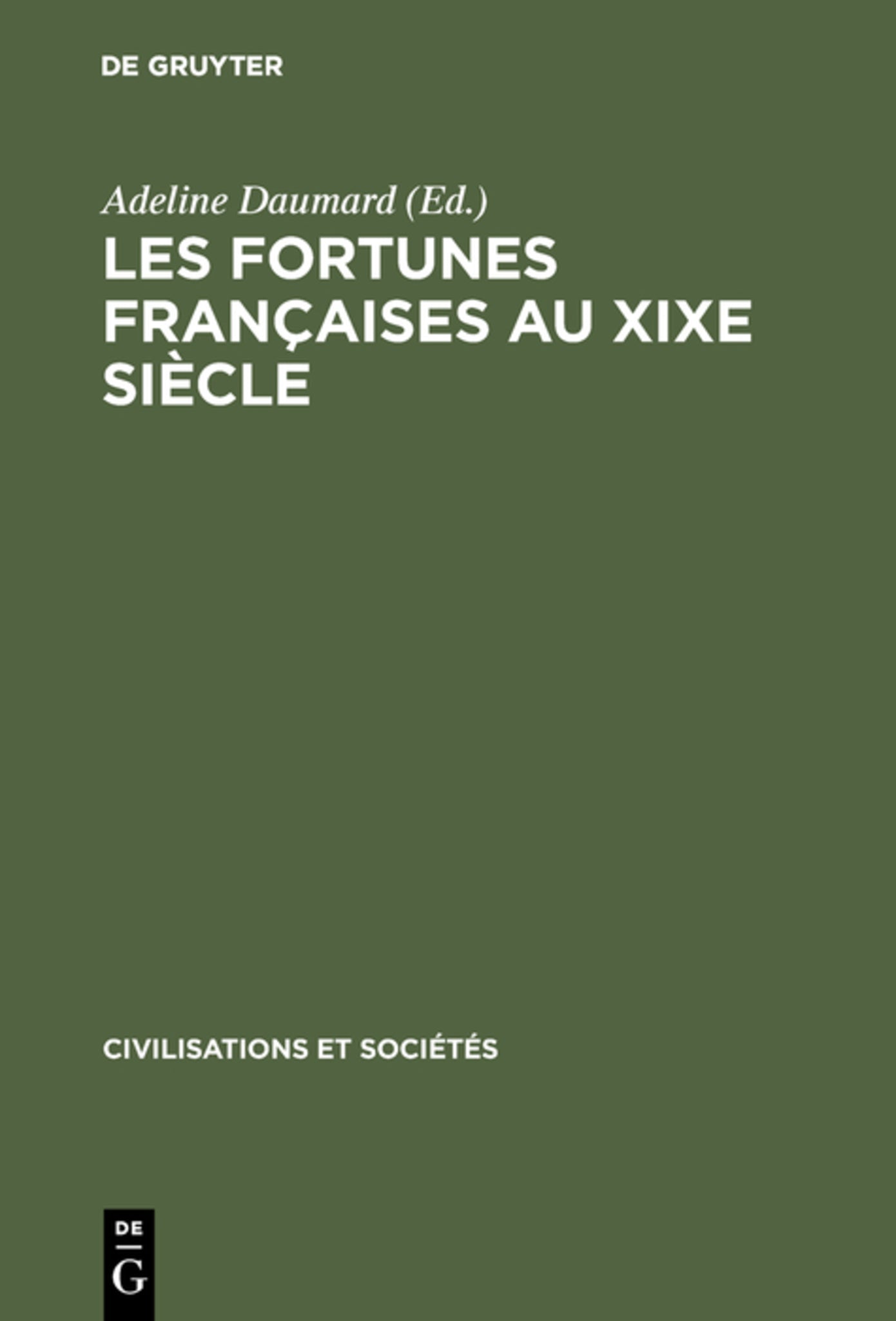 Cover image for Les fortunes françaises au XIXe siècle ISBN 9783111251738