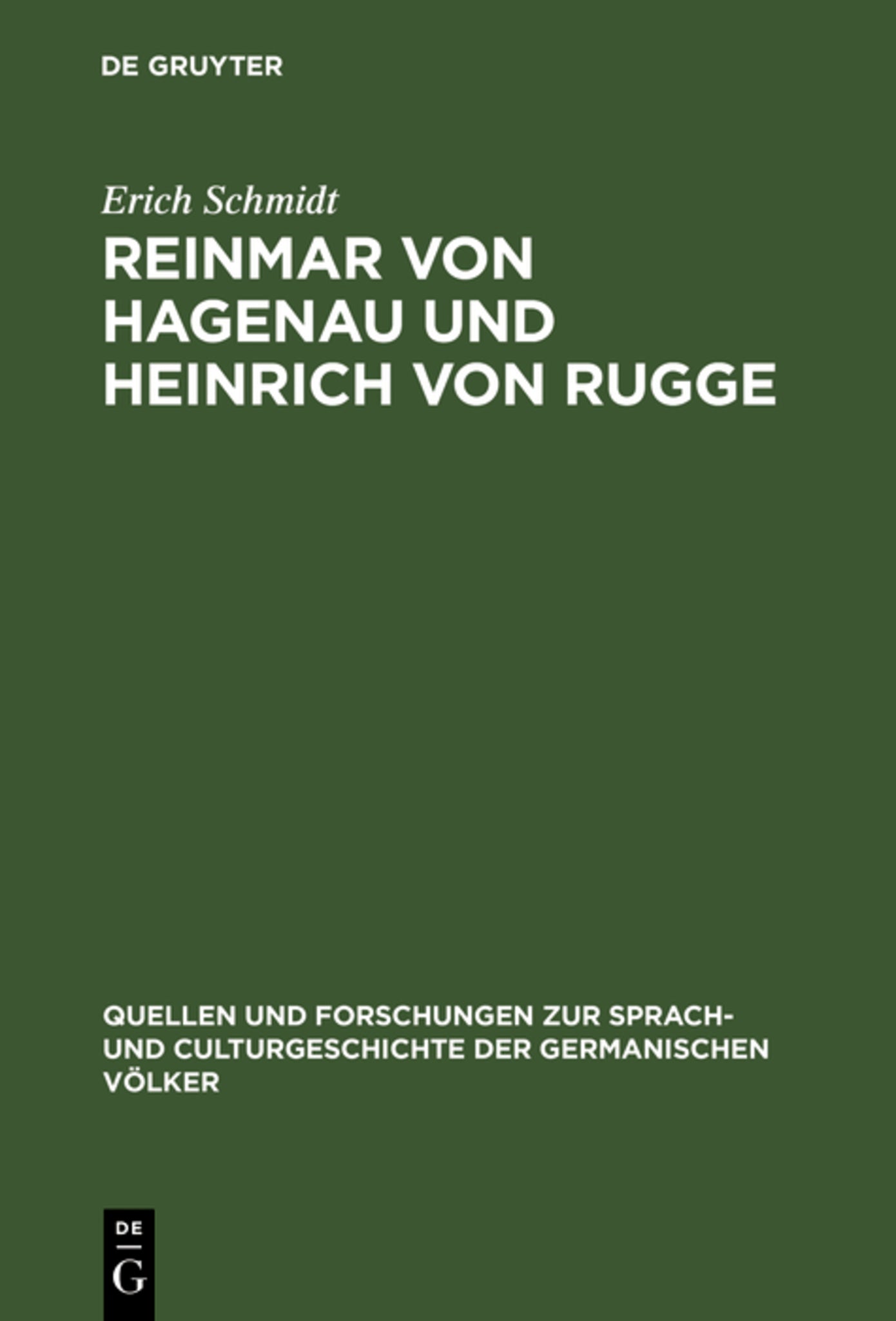 Cover image for Reinmar von Hagenau und Heinrich von Rugge ISBN 9783111251790
