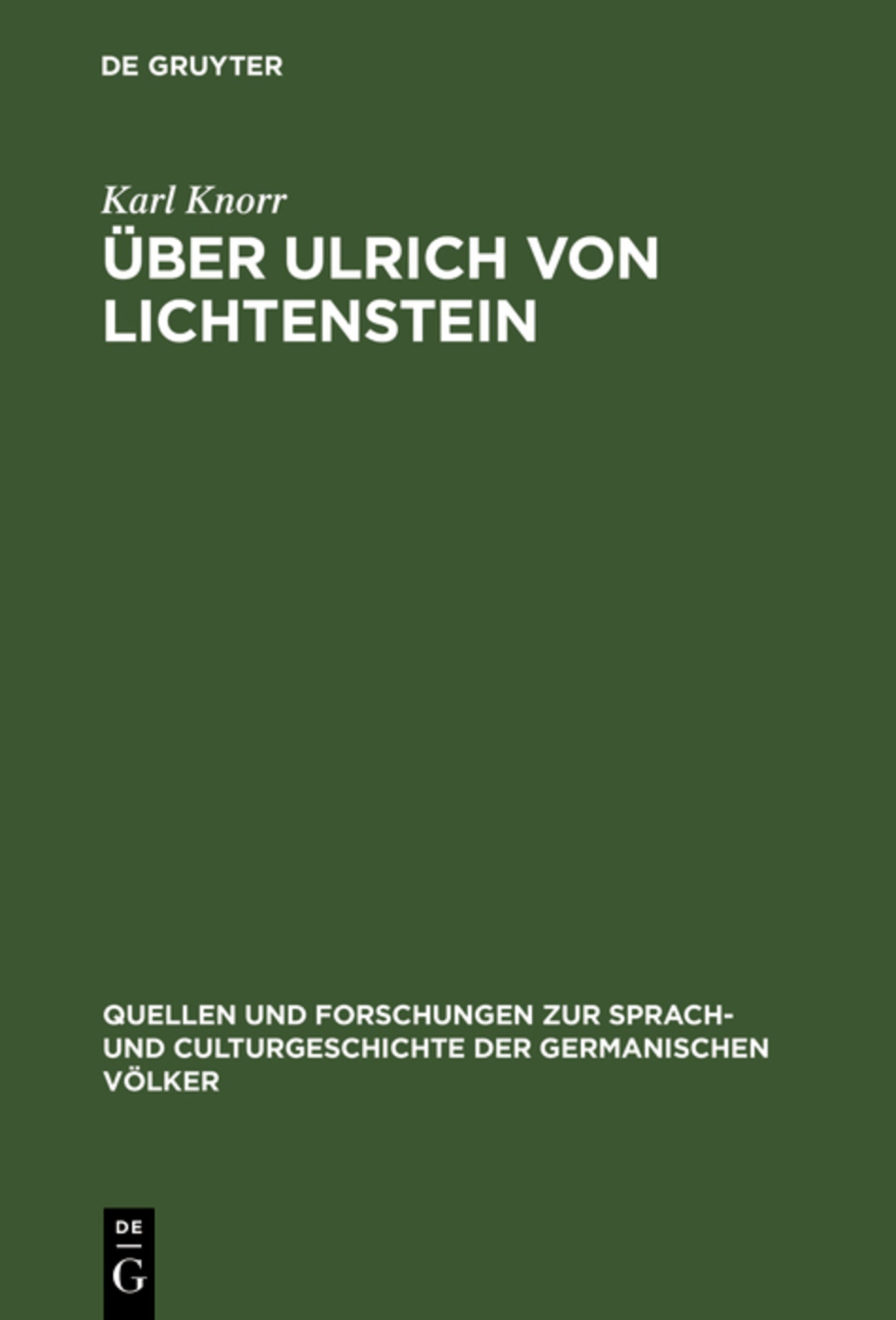 Cover image for Über Ulrich von Lichtenstein ISBN 9783111253671