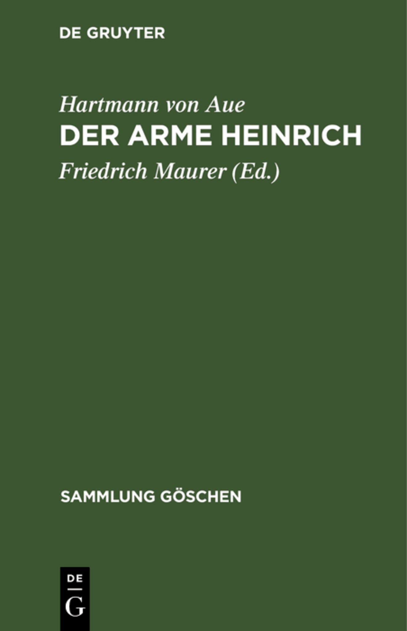 Cover image for Der arme Heinrich ISBN 9783111254906