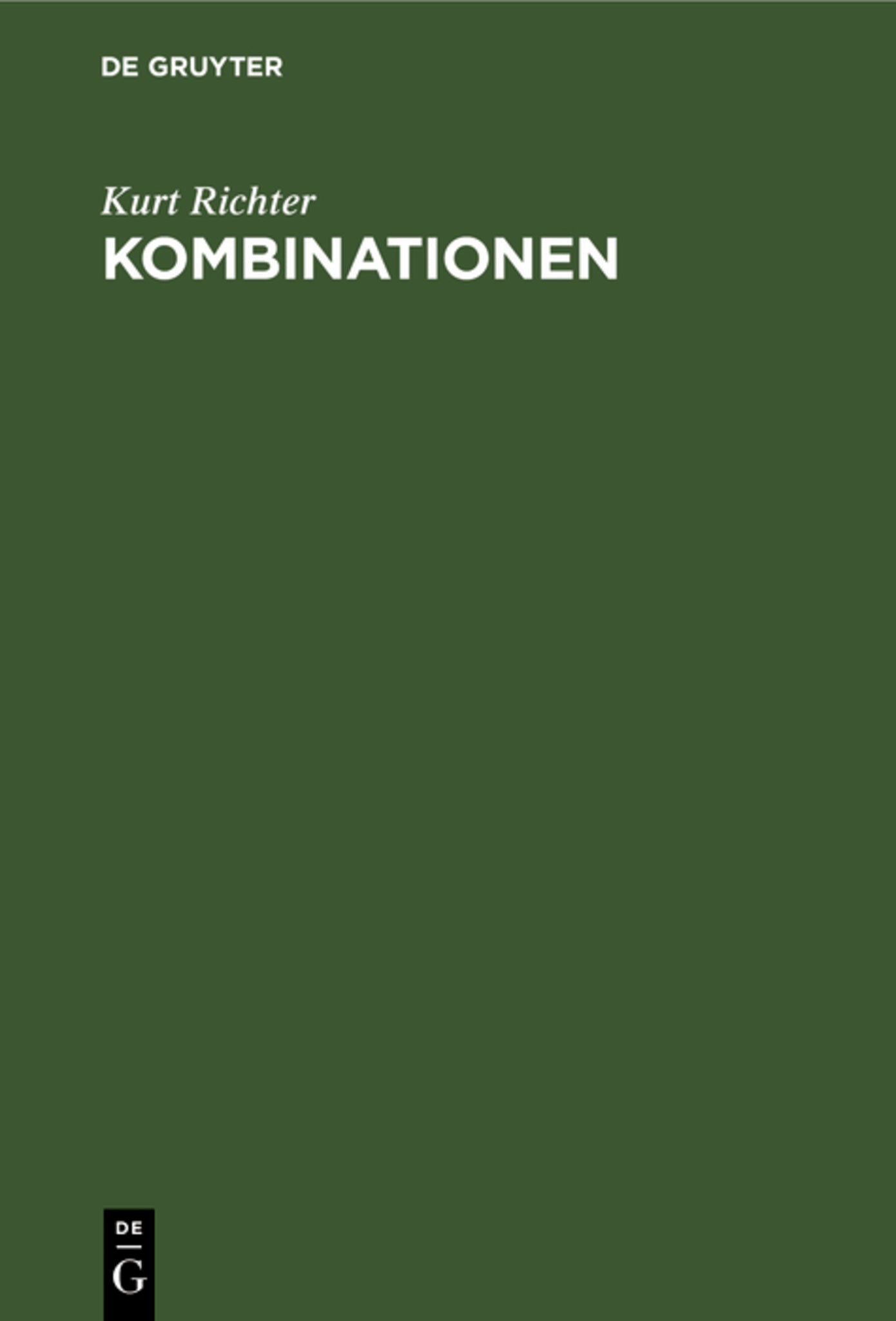 Cover image for Kombinationen ISBN 9783111257679