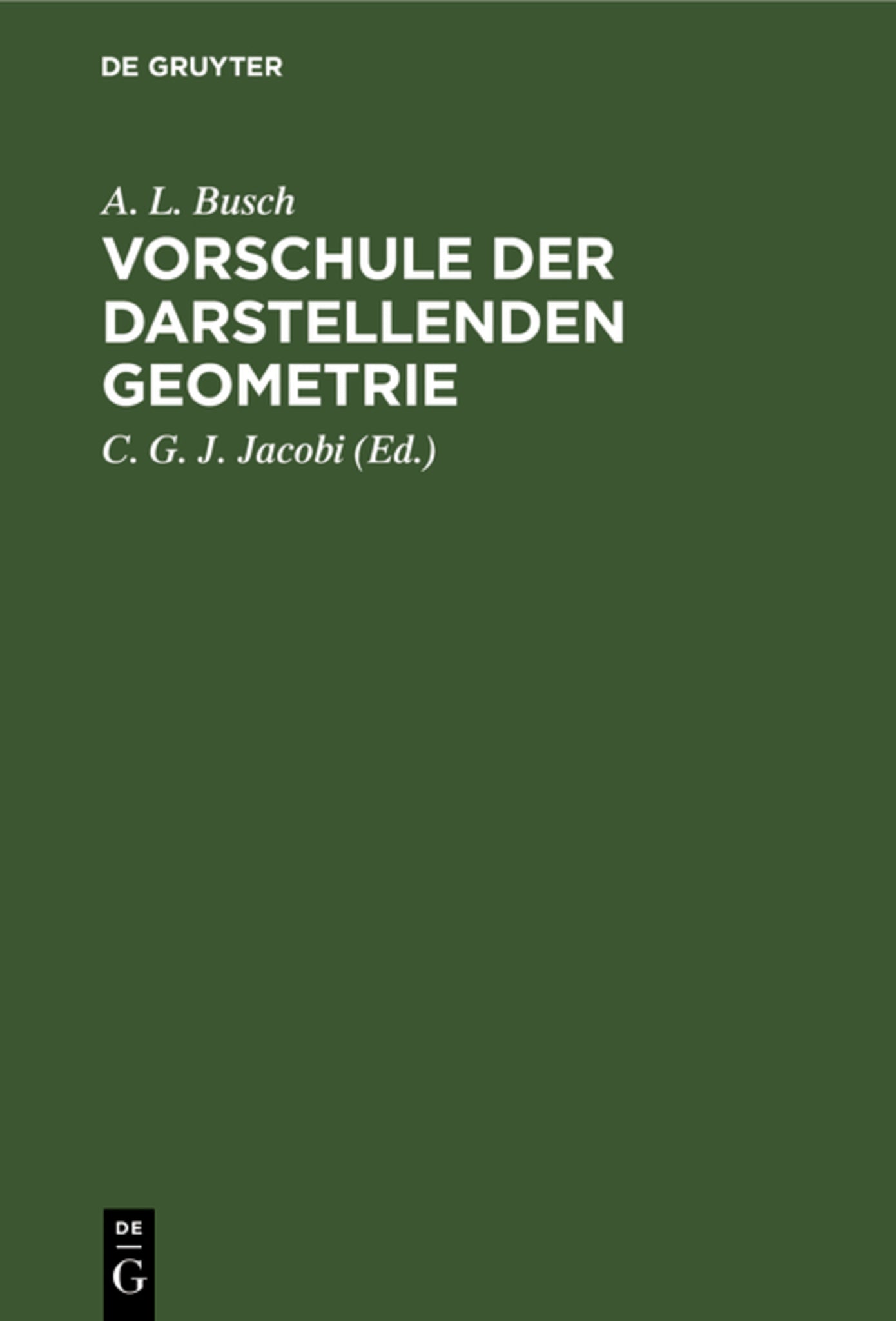 Cover image for Vorschule der darstellenden Geometrie ISBN 9783111258911
