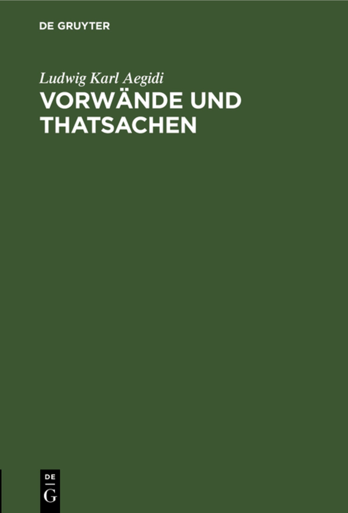 Cover image for Vorwände und Thatsachen ISBN 9783111260549