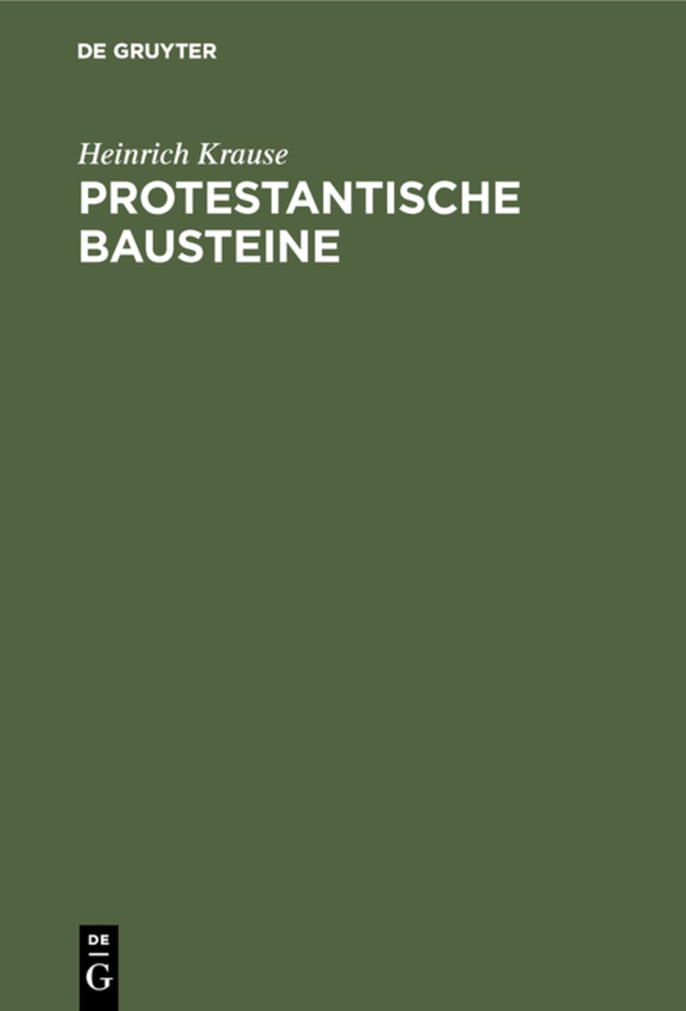 Cover image for Protestantische Bausteine ISBN 9783111260785
