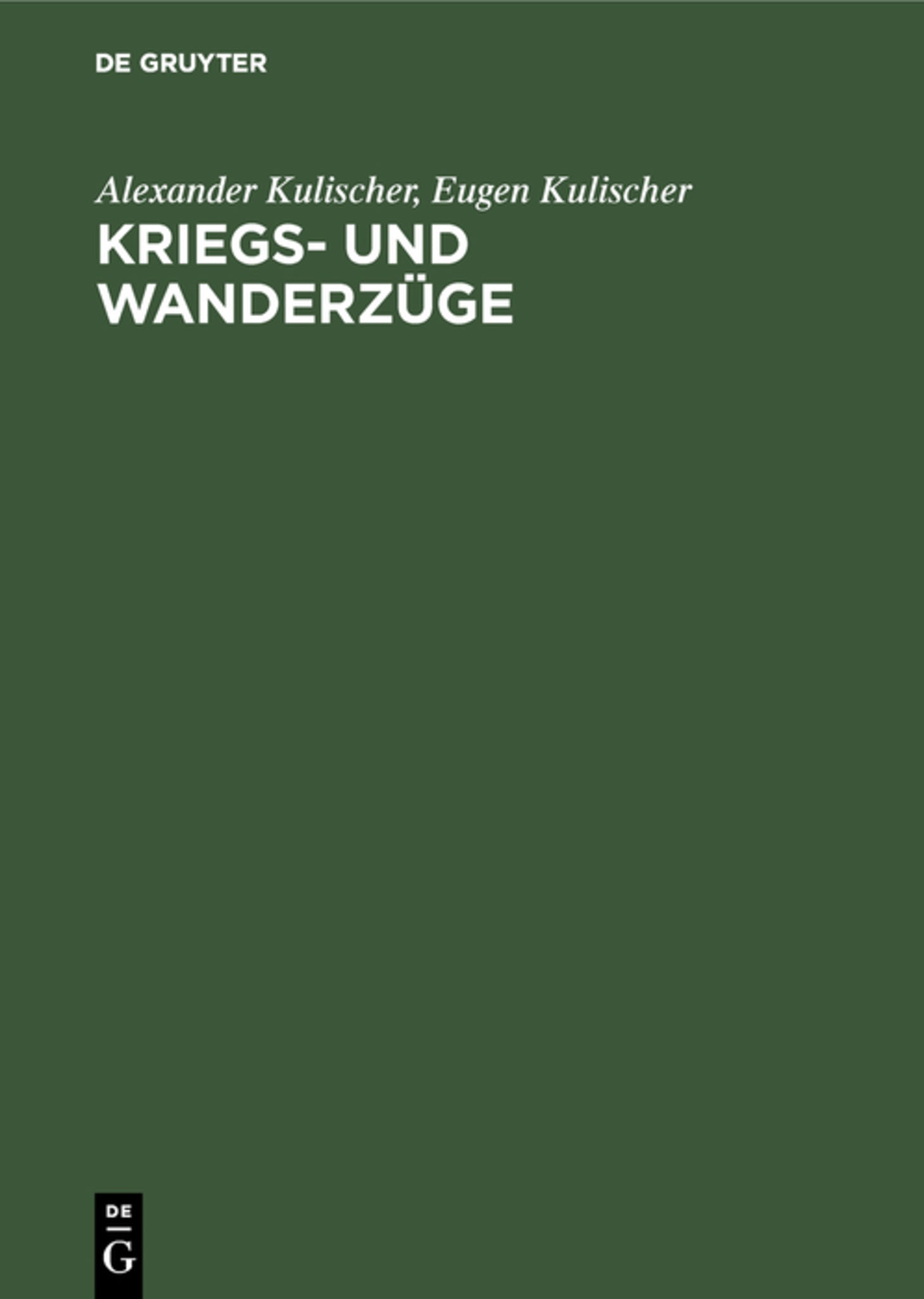 Cover image for Kriegs- und Wanderzüge ISBN 9783111261898