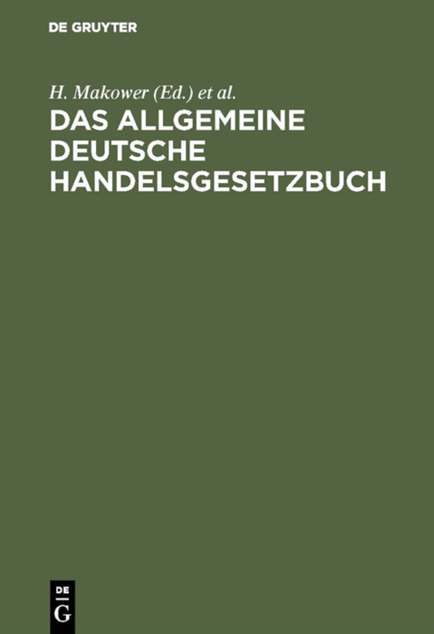 Cover image for Das allgemeine Deutsche Handelsgesetzbuch ISBN 9783111263991