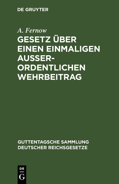 Gesetz über einen einmaligen außerordentlichen Wehrbeitrag