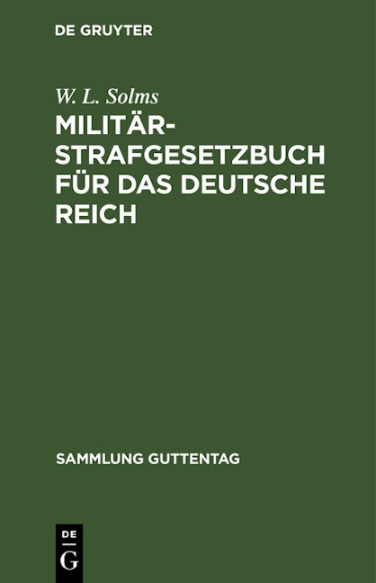 Militär-Strafgesetzbuch für das Deutsche Reich