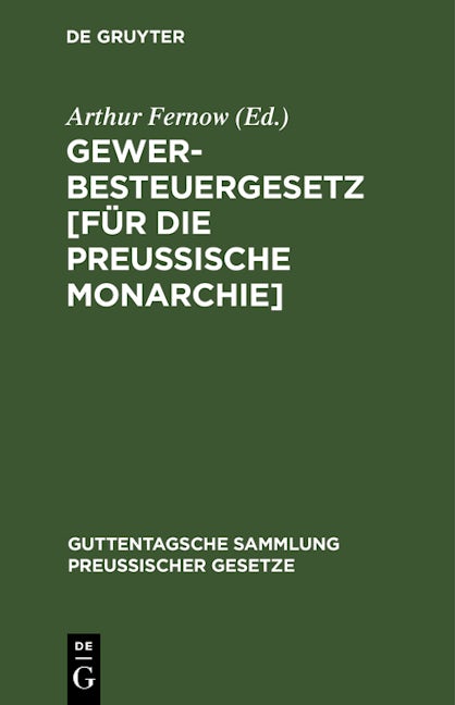 Gewerbesteuergesetz [für die Preußische Monarchie]