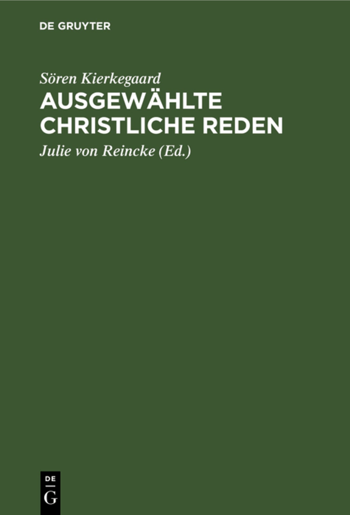 Cover image for Ausgewählte Christliche Reden ISBN 9783111266701