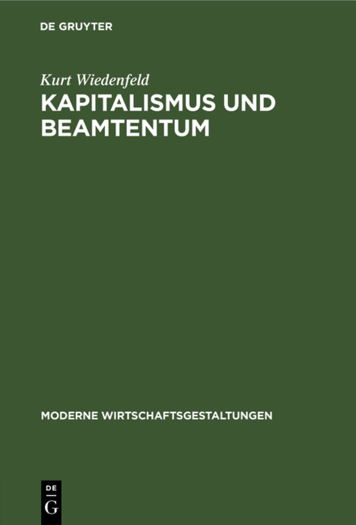 Cover image for Kapitalismus und Beamtentum ISBN 9783111266893