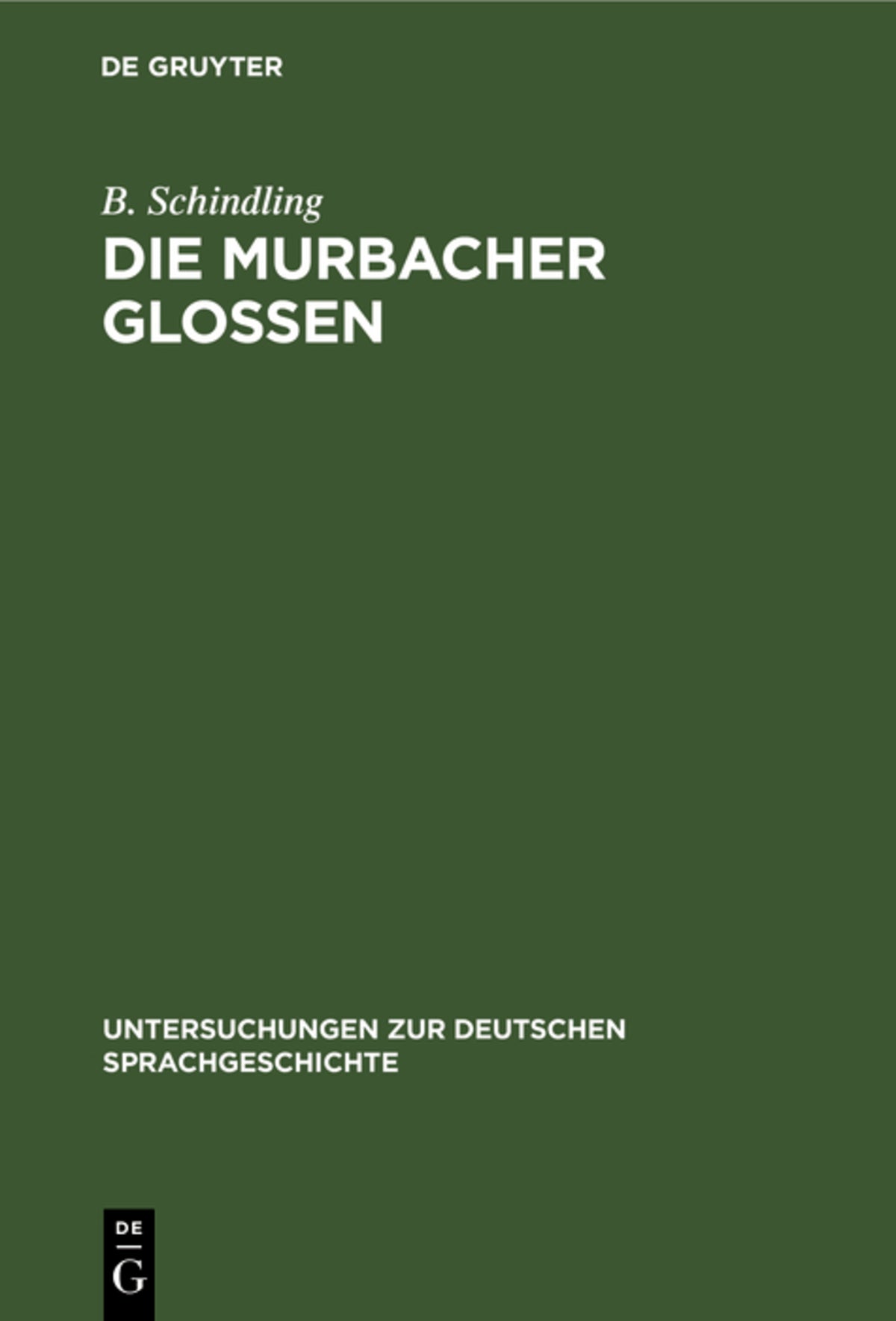 Cover image for Die Murbacher Glossen ISBN 9783111267623