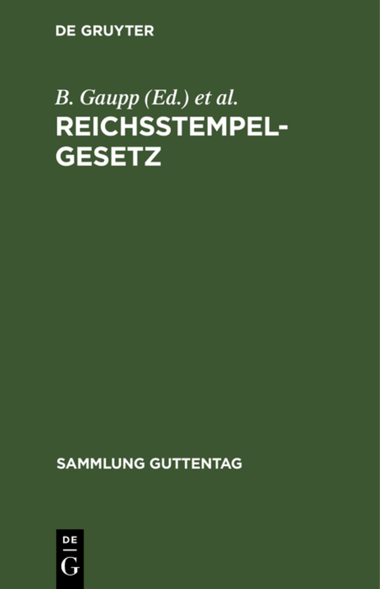 Cover image for Reichsstempelgesetz ISBN 9783111270029