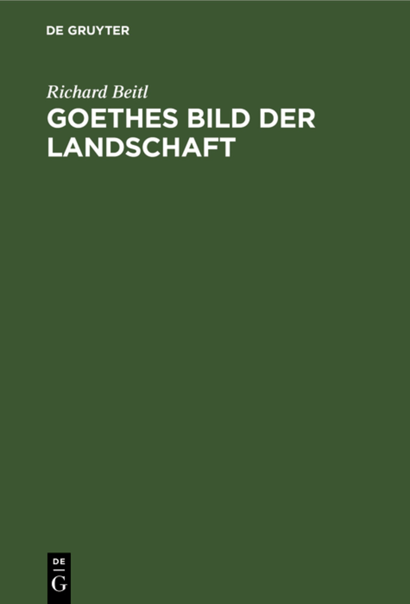 Cover image for Goethes Bild der Landschaft ISBN 9783111270357
