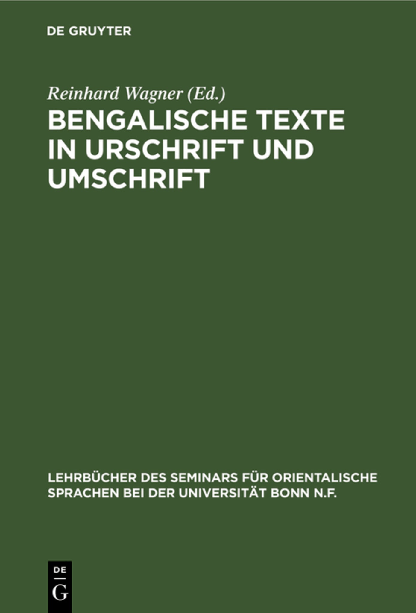 Cover image for Bengalische Texte in Urschrift und Umschrift ISBN 9783111272207