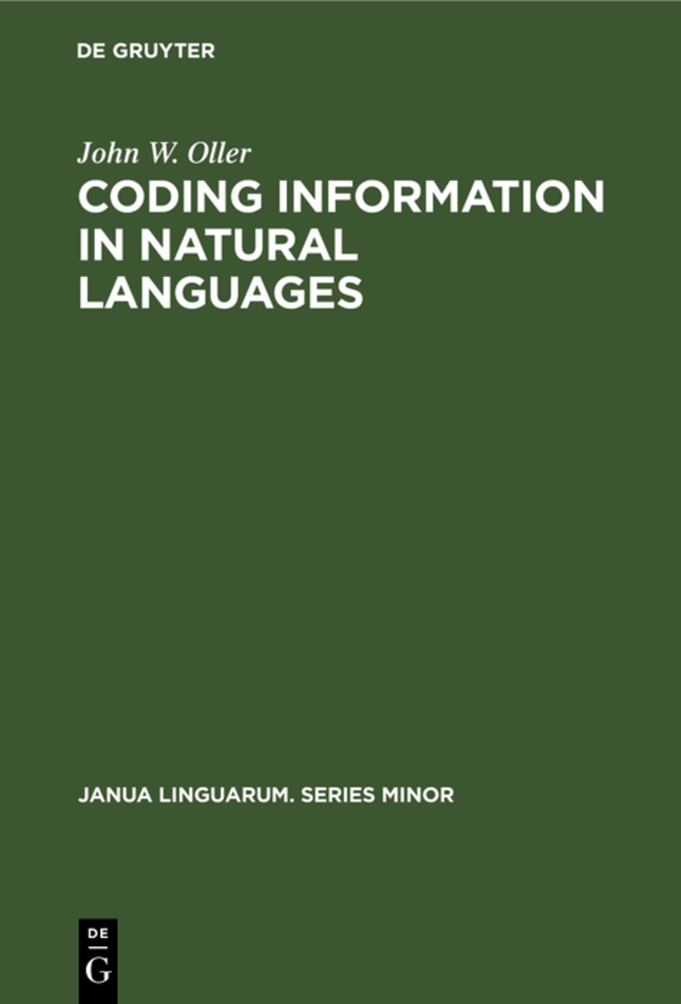 Cover image for Coding information in natural languages ISBN 9783111272979