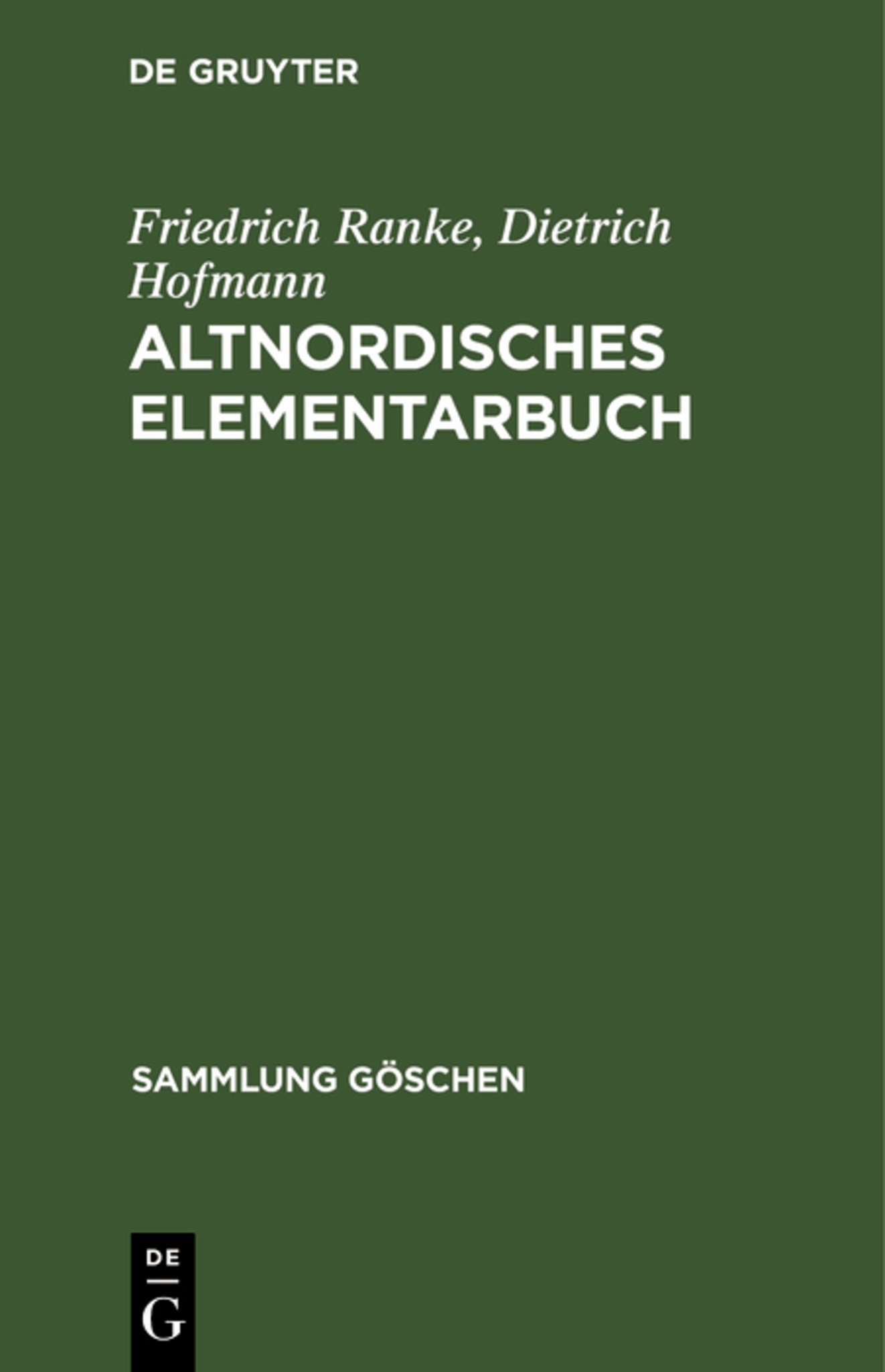 Cover image for Altnordisches Elementarbuch ISBN 9783111273402