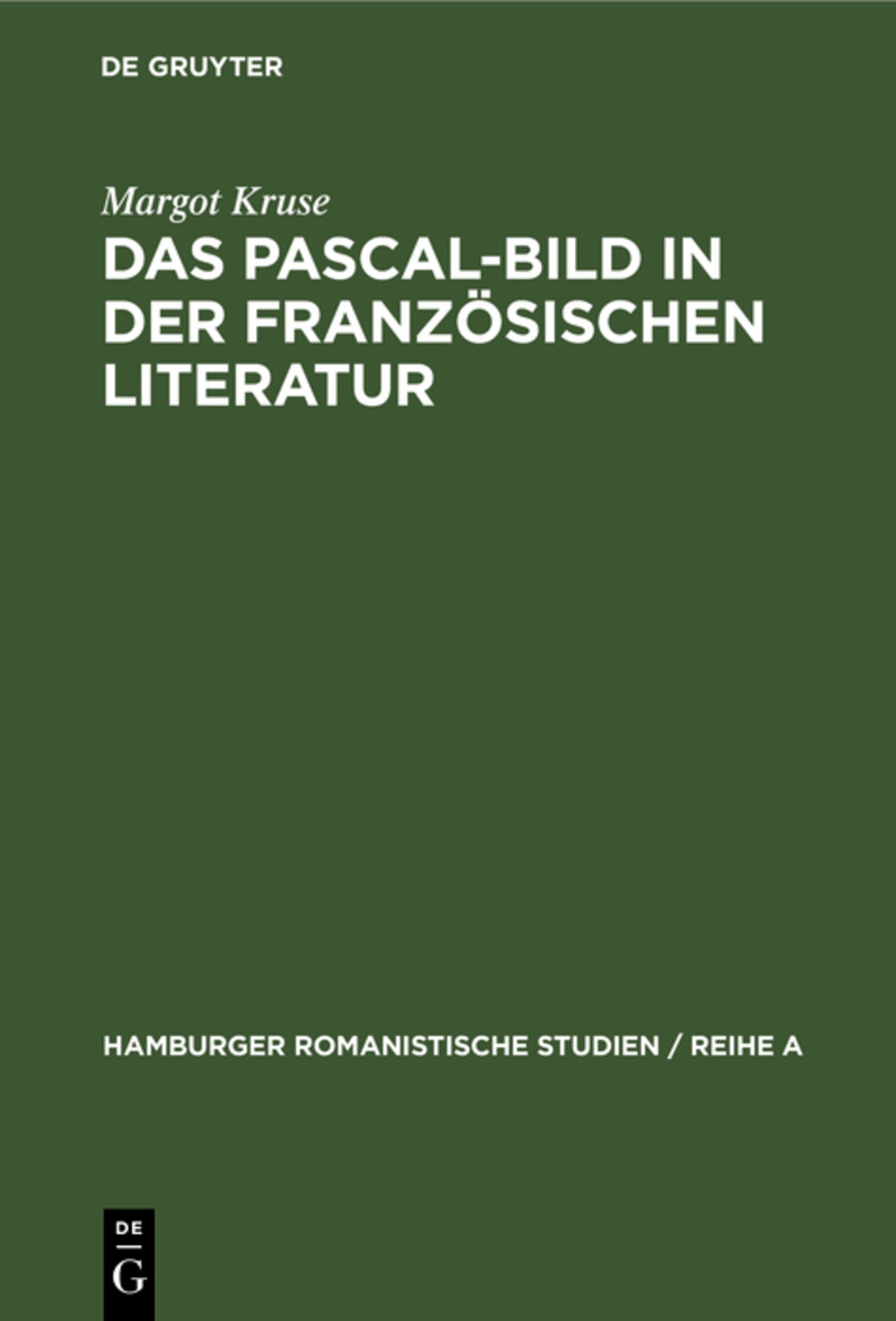 Cover image for Das Pascal-Bild in der französischen Literatur ISBN 9783111274058