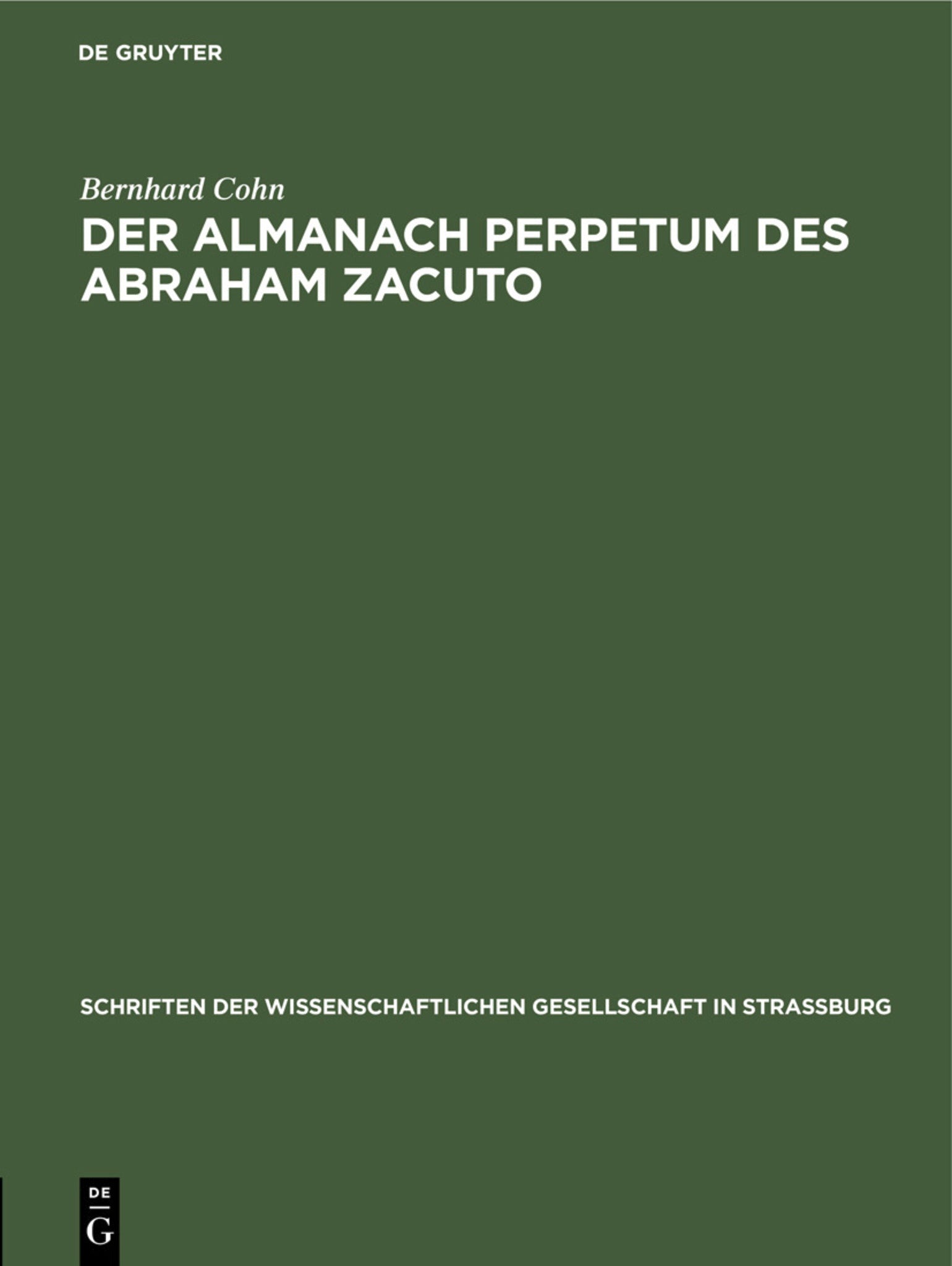 Cover image for Der Almanach perpetum des Abraham Zacuto ISBN 9783111275765