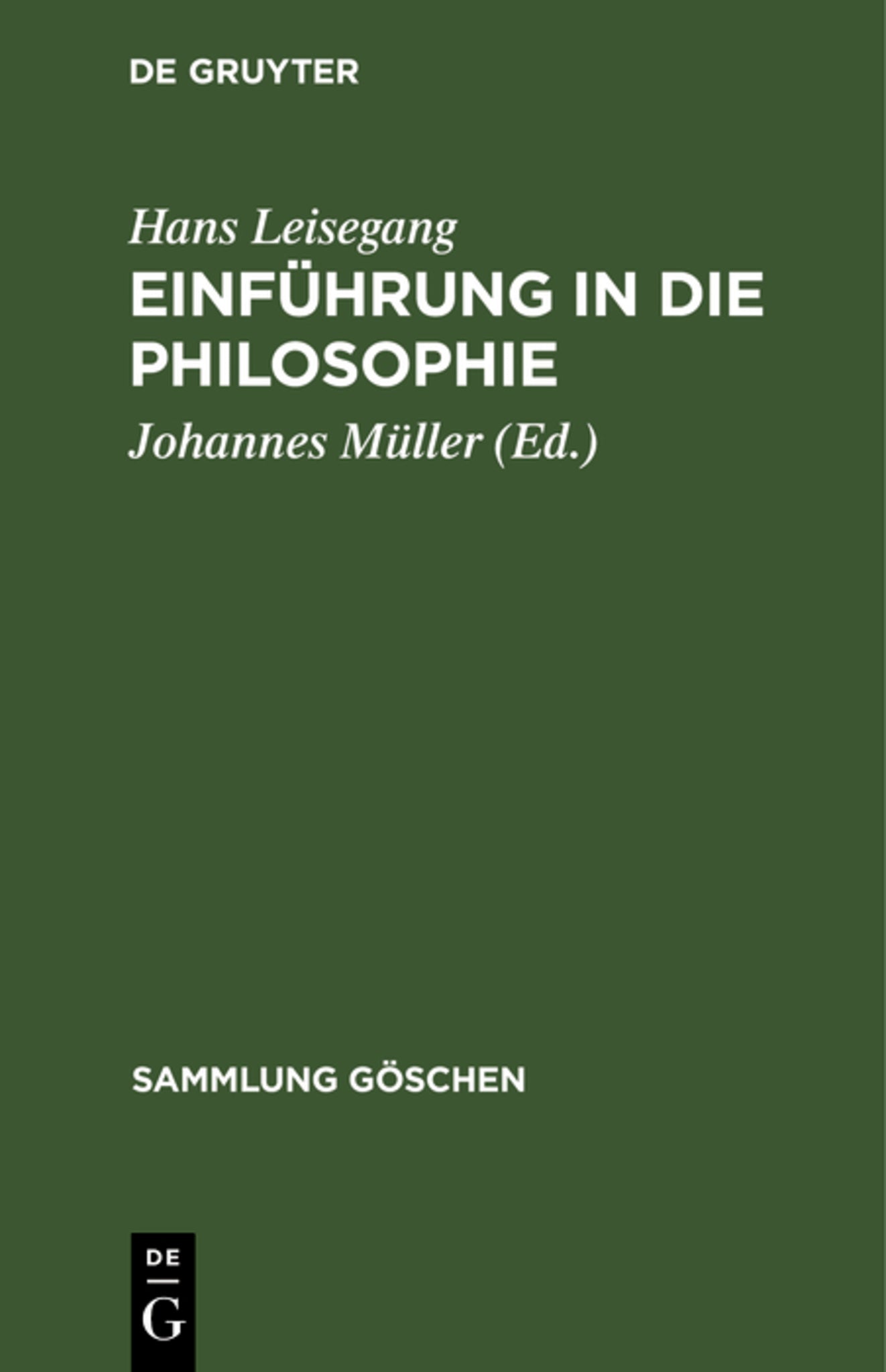 Cover image for Einführung in die Philosophie ISBN 9783111275956