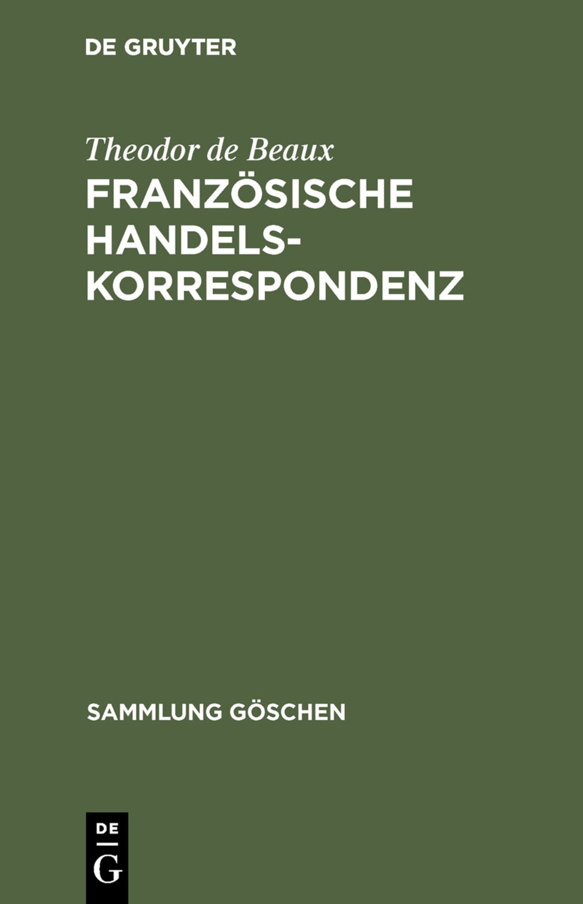 Cover image for Französische Handelskorrespondenz ISBN 9783111277288
