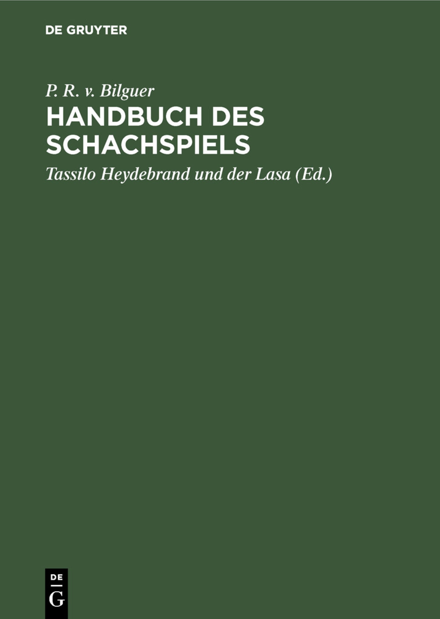 Cover image for Handbuch des Schachspiels ISBN 9783111278193