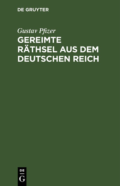 Gereimte Räthsel aus dem Deutschen Reich